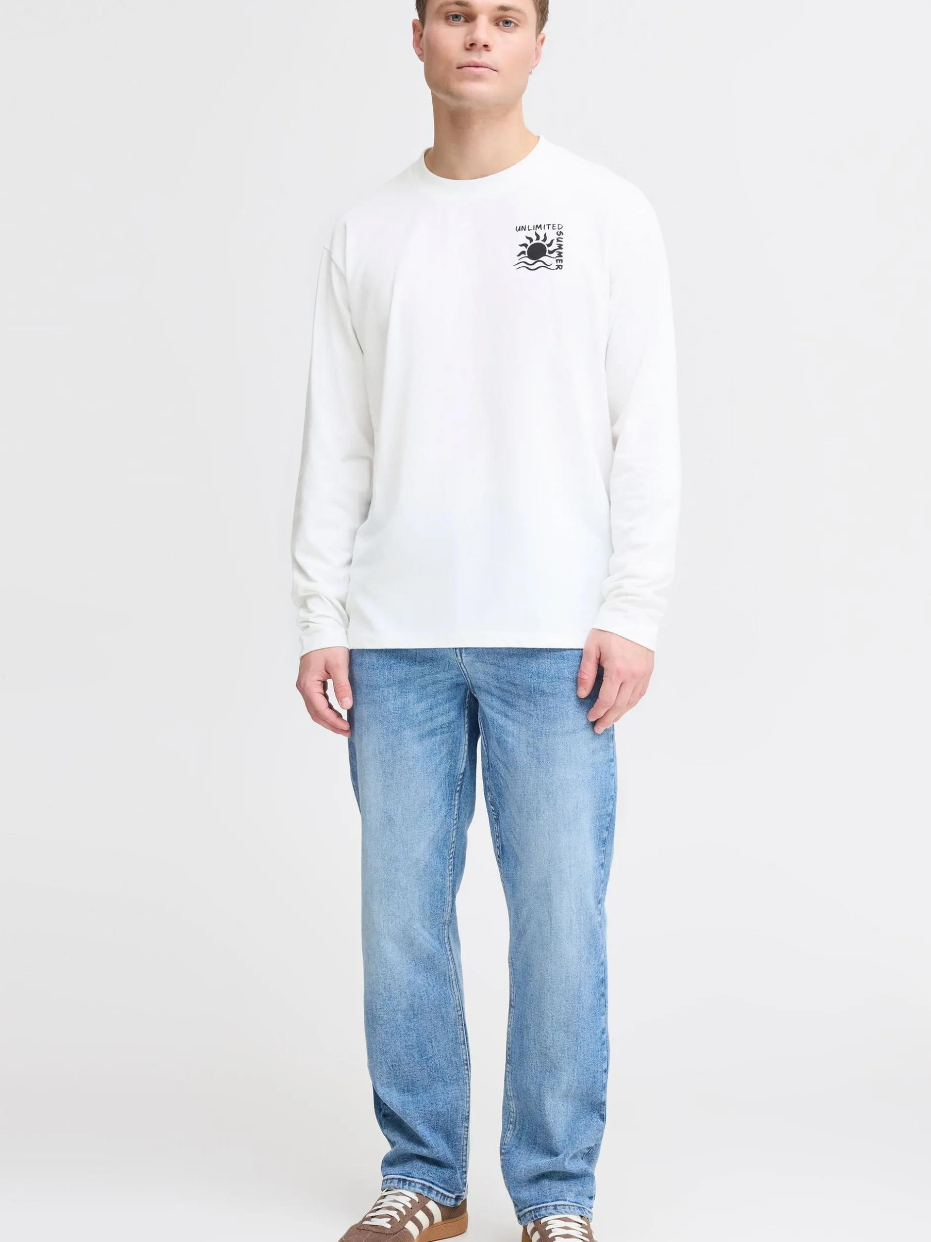 Solid Herren Langarmshirt - SDOdani in weiß