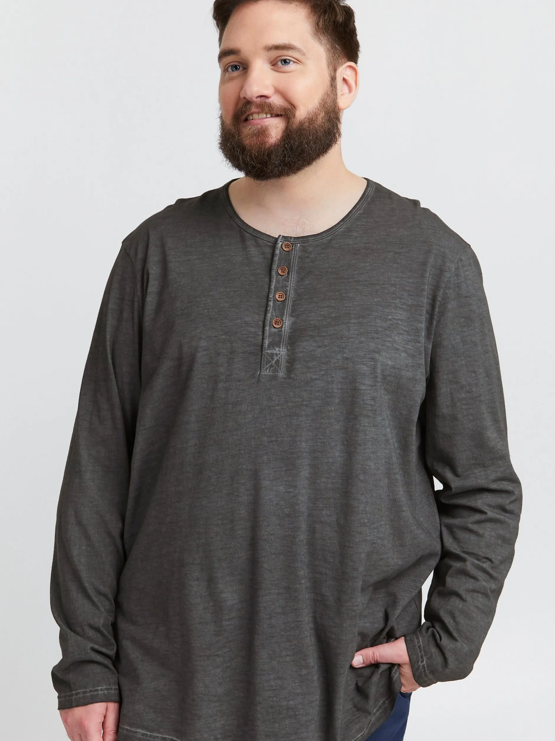 Solid Herren Langarmshirt - SDTimur Big & Tall in schwarz