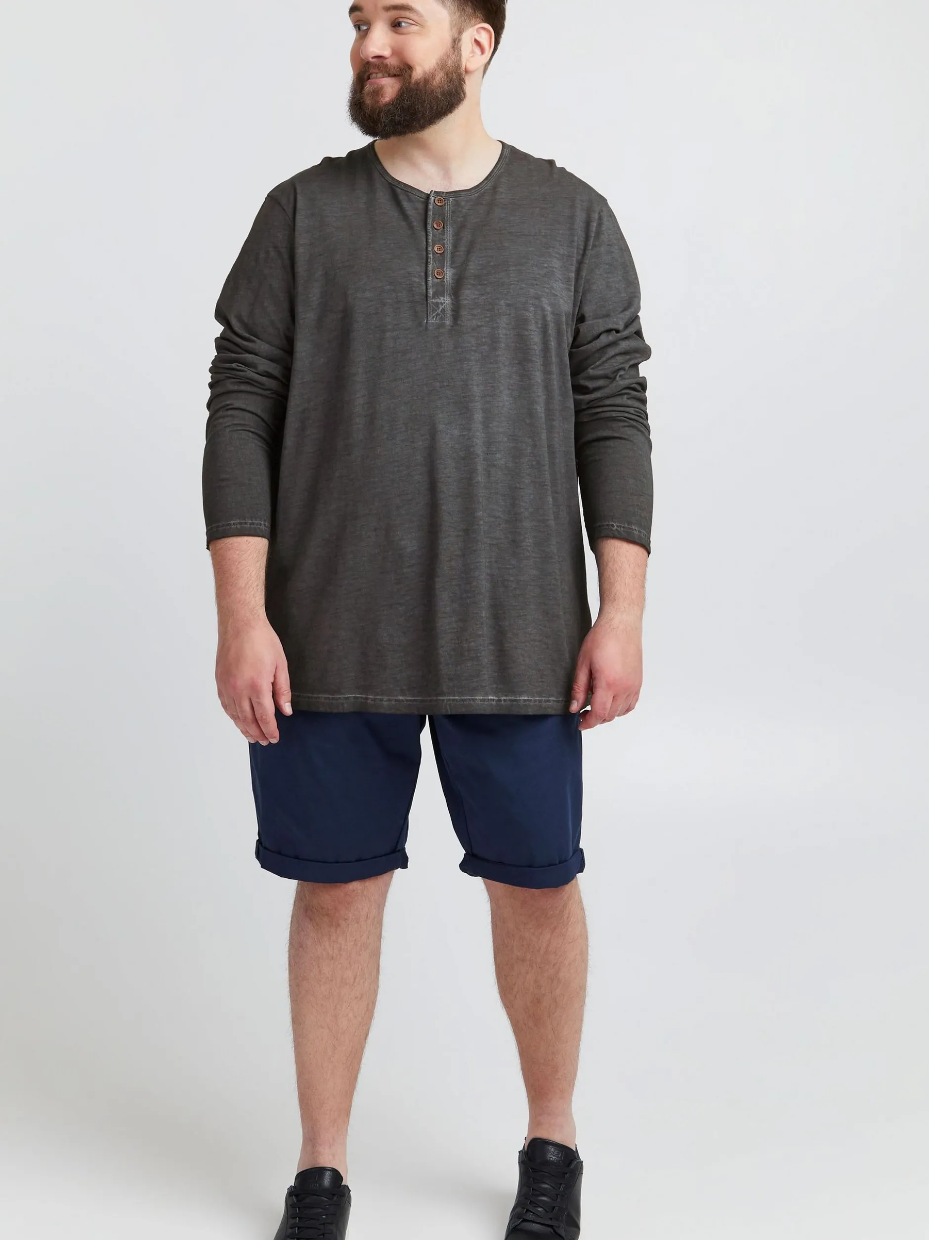 Solid Herren Langarmshirt - SDTimur Big & Tall in schwarz