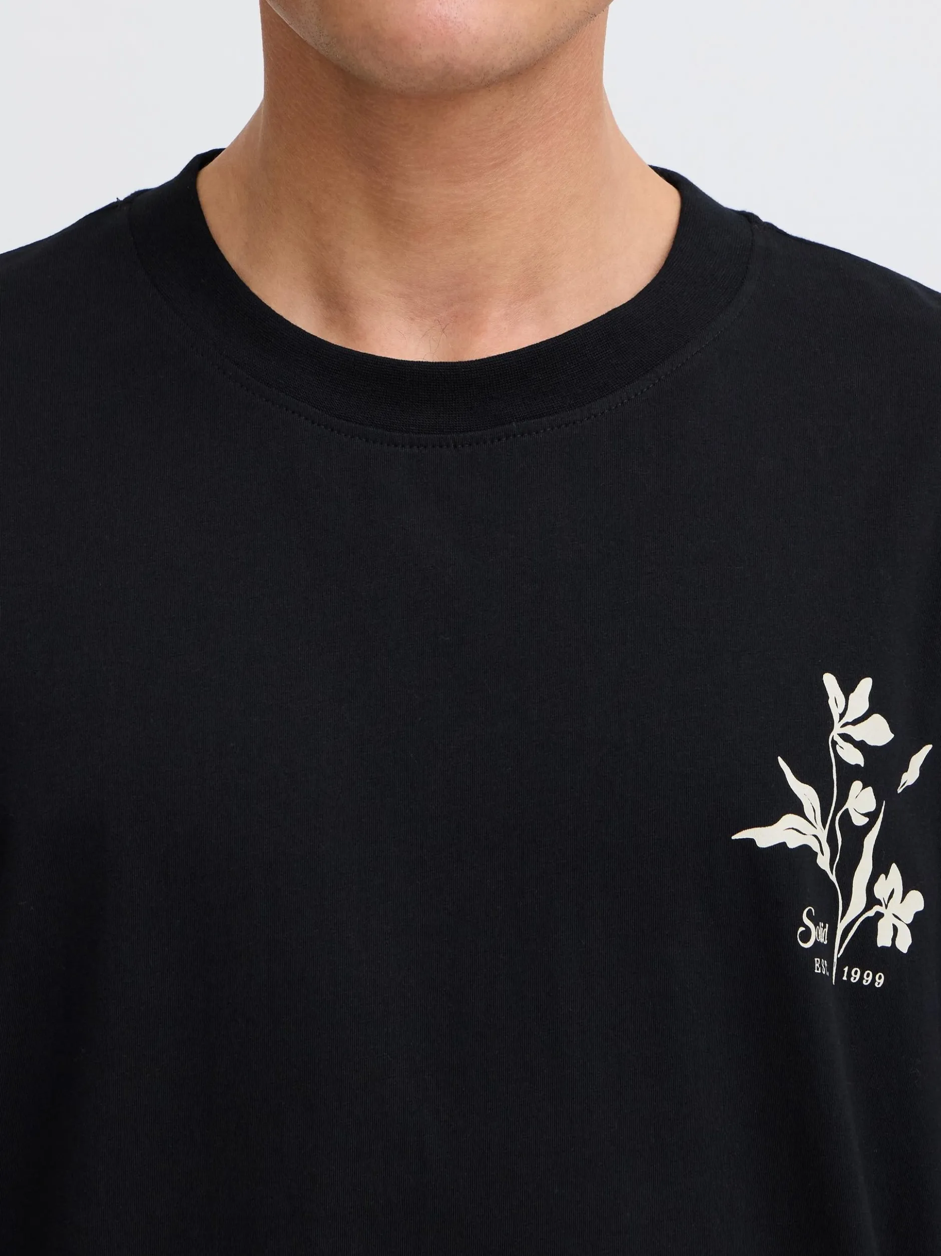 Solid Herren Langarmshirt - SDAmon Oversized in schwarz