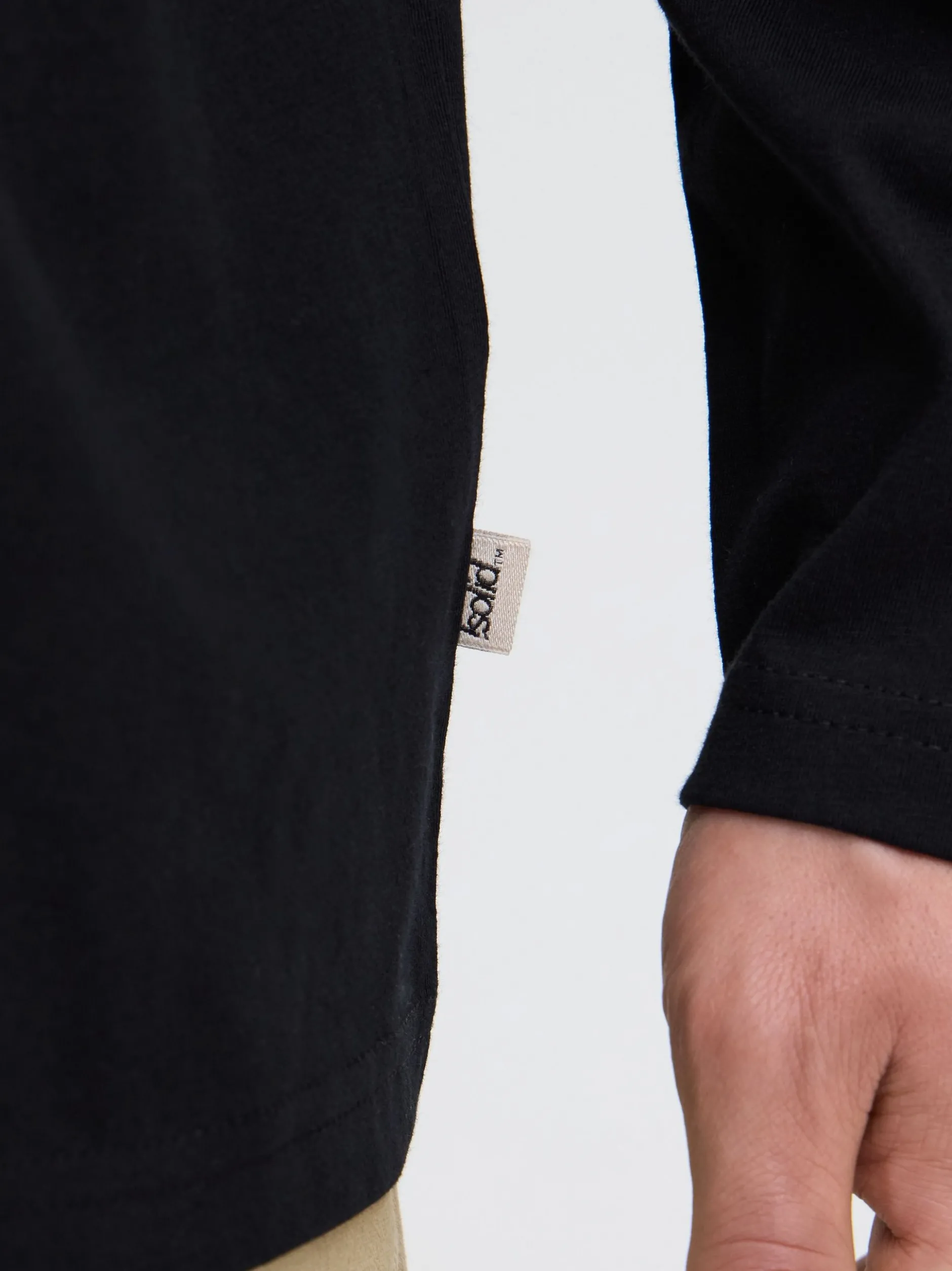 Solid Herren Langarmshirt - SDAmon Oversized in schwarz