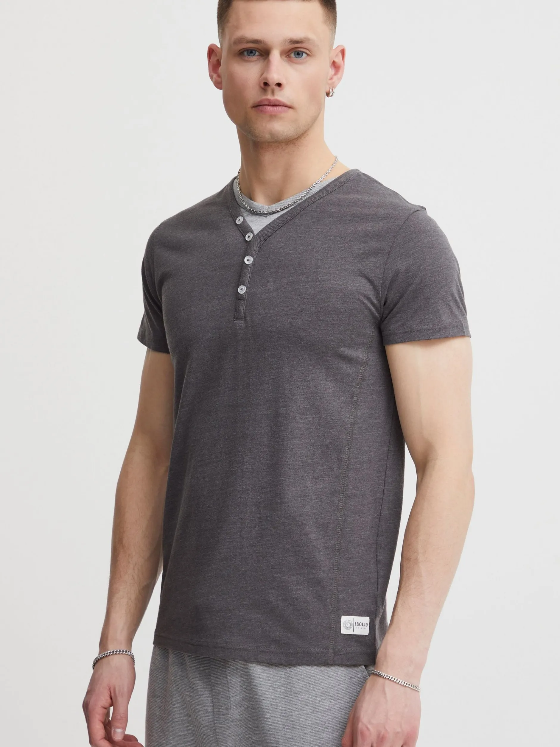 Solid Herren Layershirt - SDDorian in grau