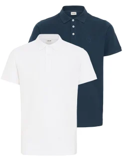 Solid Herren Poloshirt - SDHattim in weiß blau