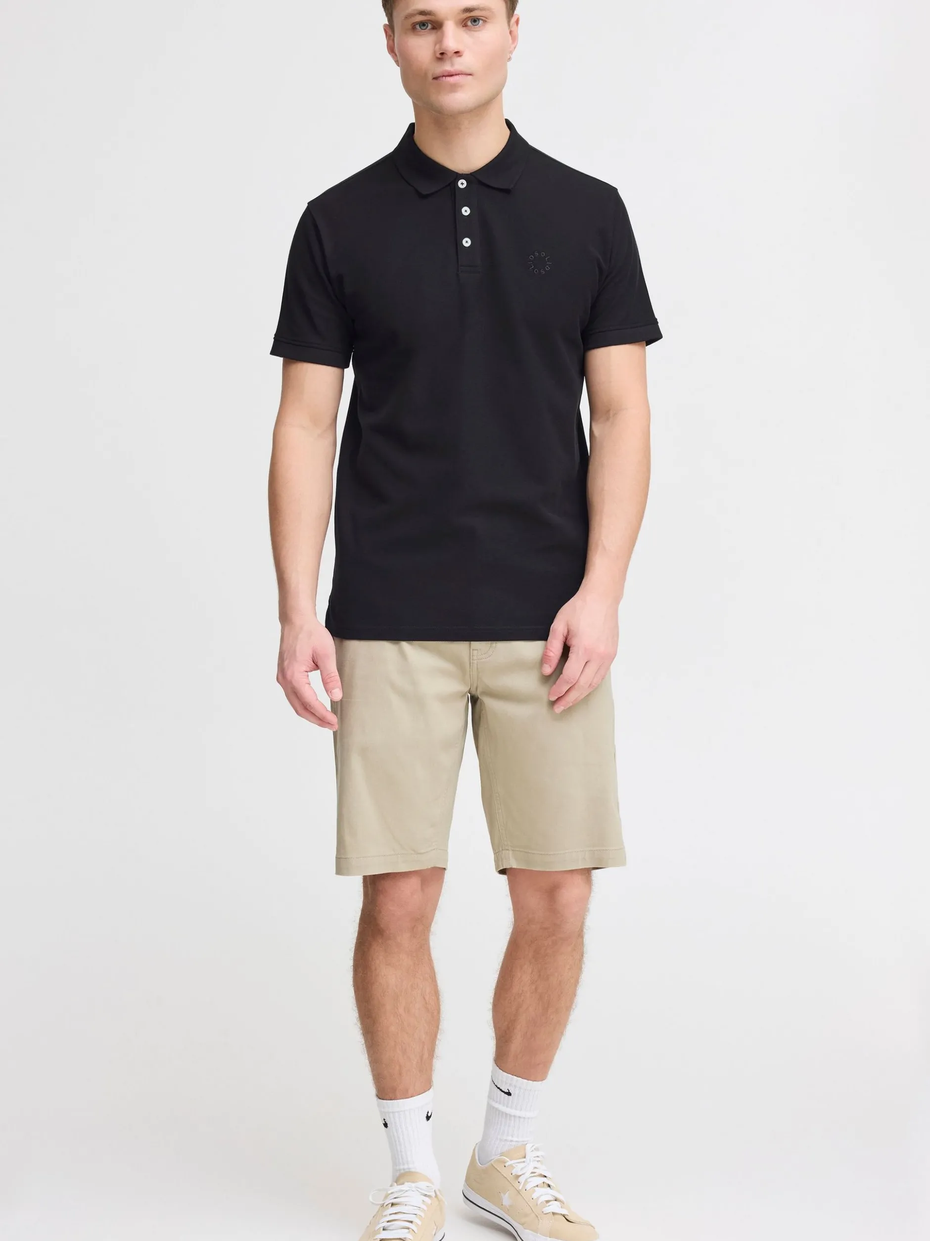 Solid Herren Poloshirt - SDHattim in schwarz weiß