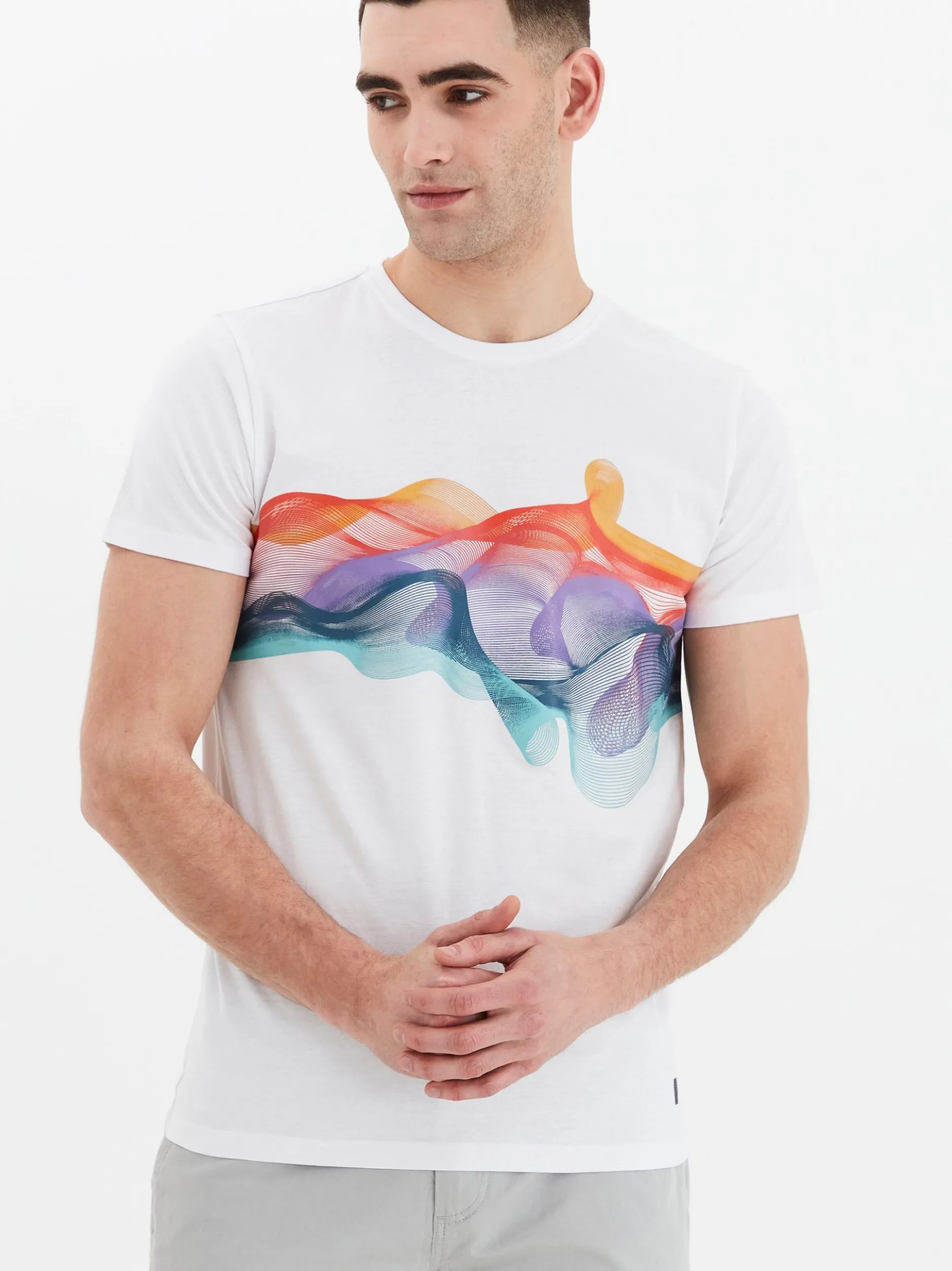 Solid Herren Print-Shirt - SDPedro in weiß