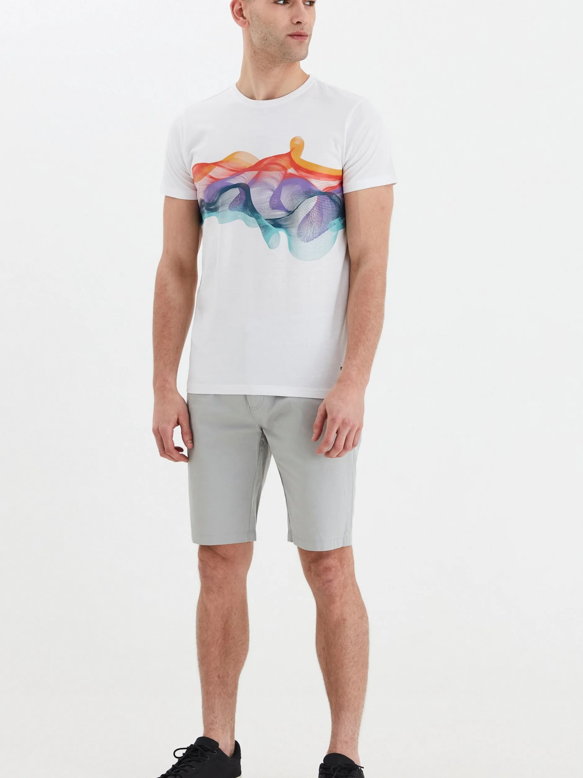 Solid Herren Print-Shirt - SDPedro in weiß