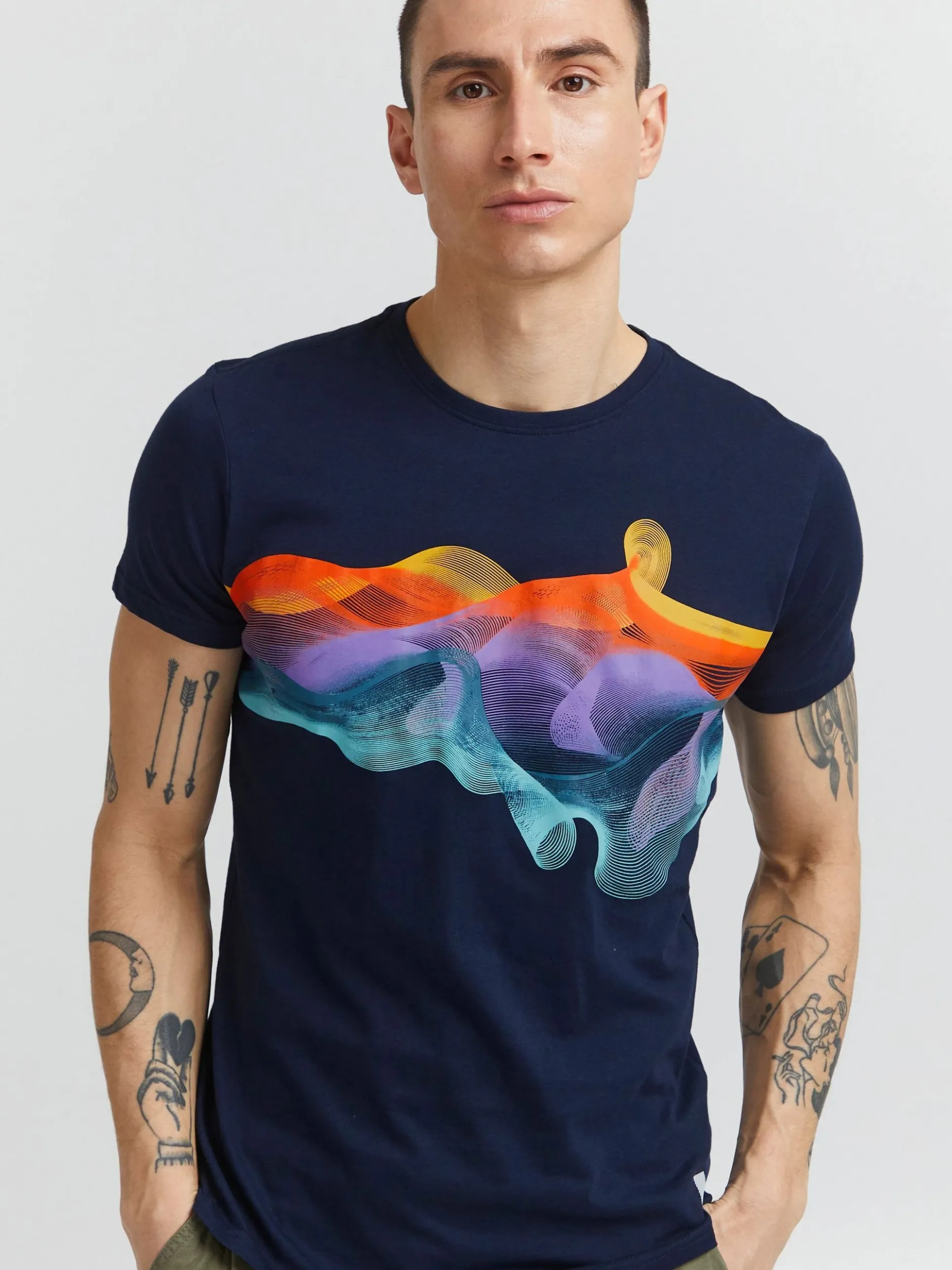 Solid Herren Print-Shirt - SDPedro in blau