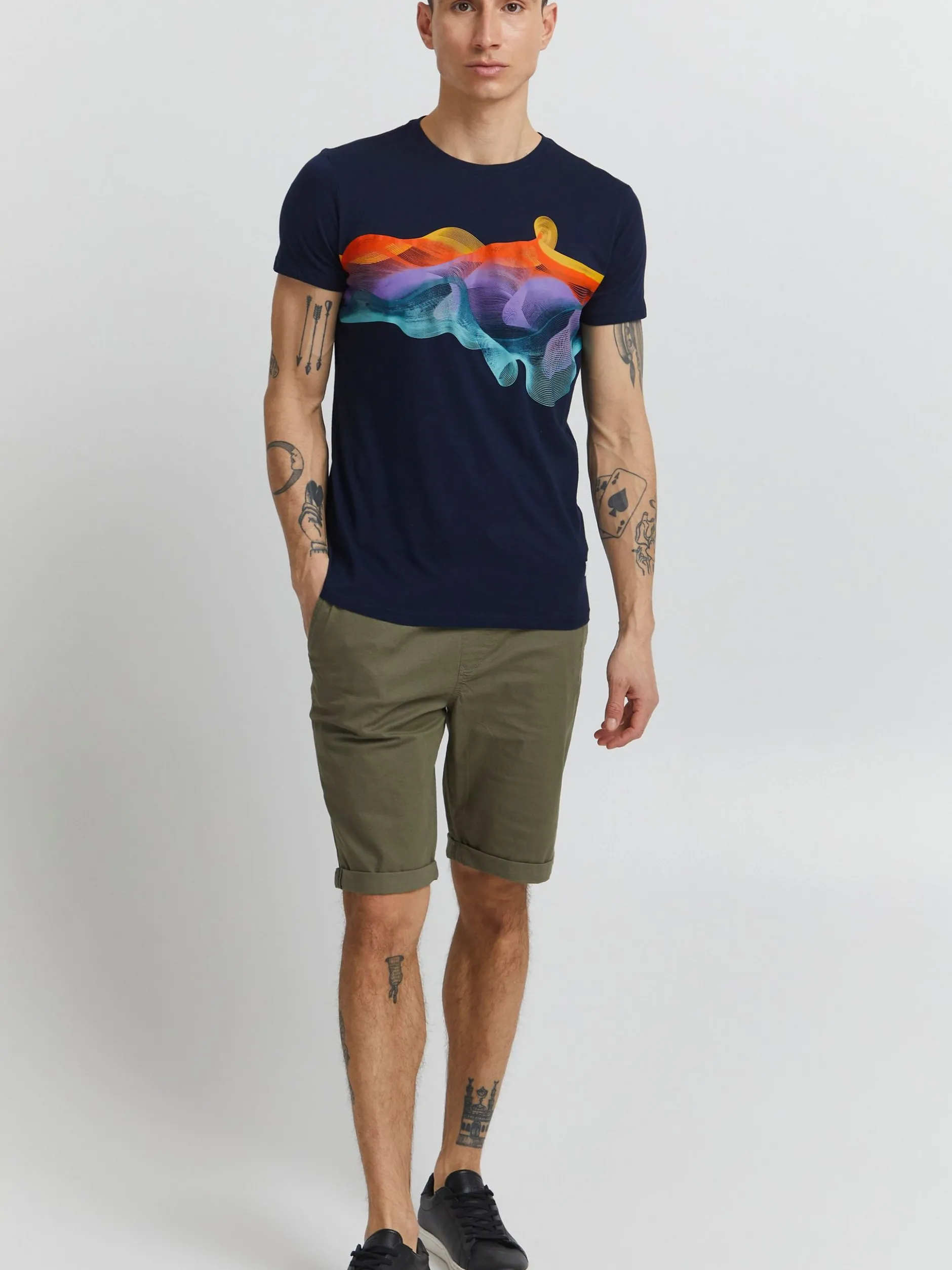 Solid Herren Print-Shirt - SDPedro in blau