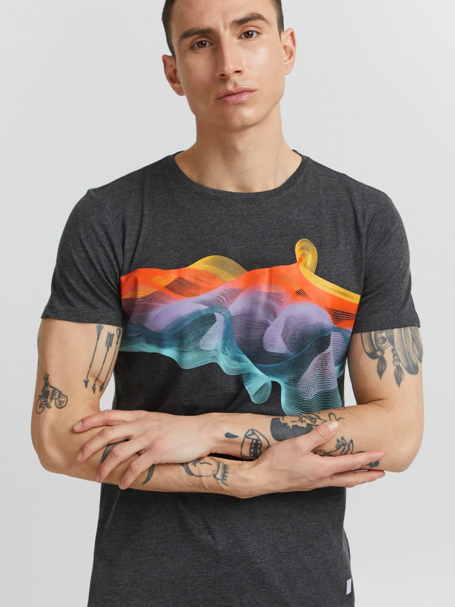 Solid Herren Print-Shirt - SDPedro in grau