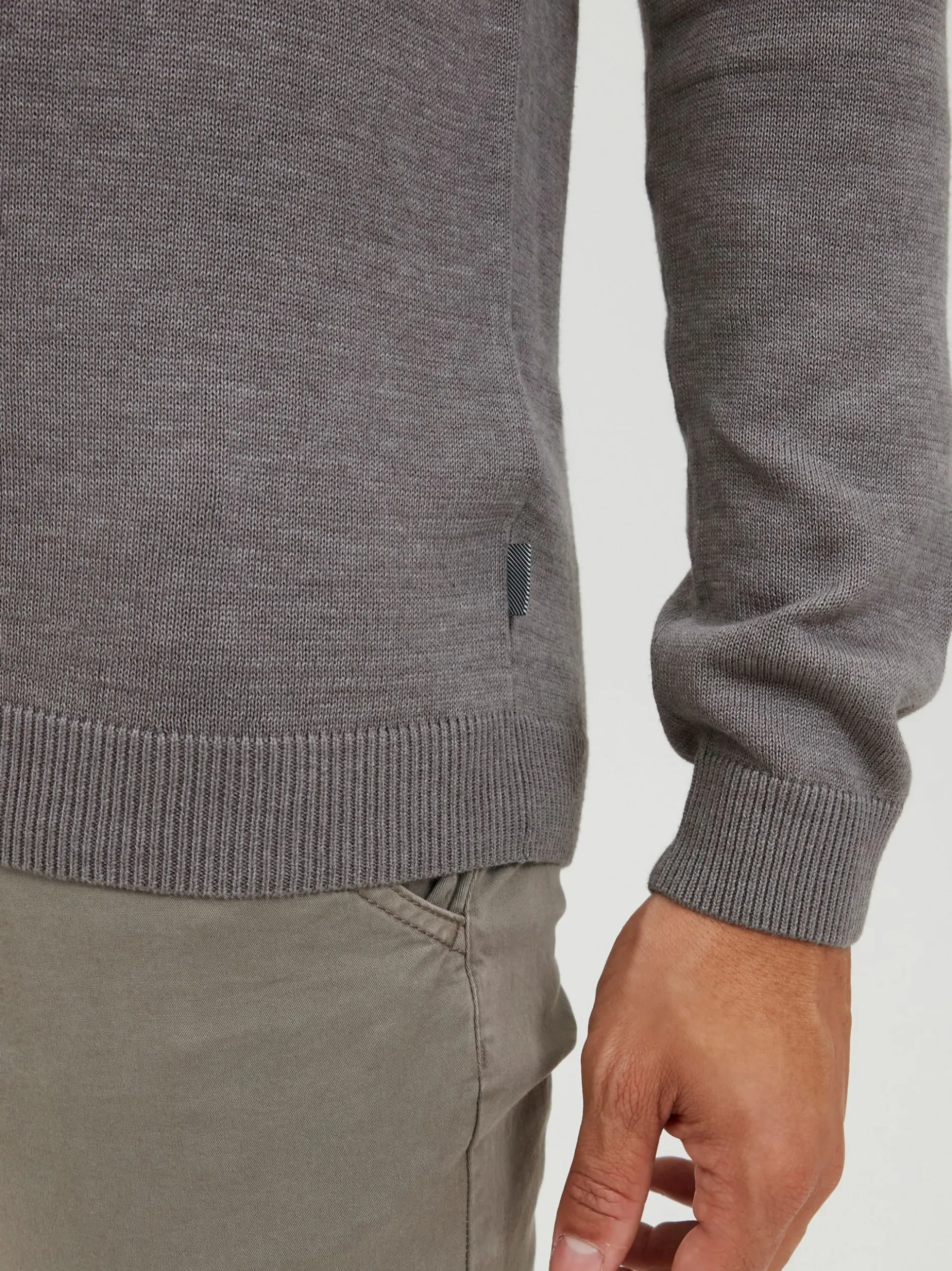 Solid Herren Rollkragenpullover - SDKnit in grau