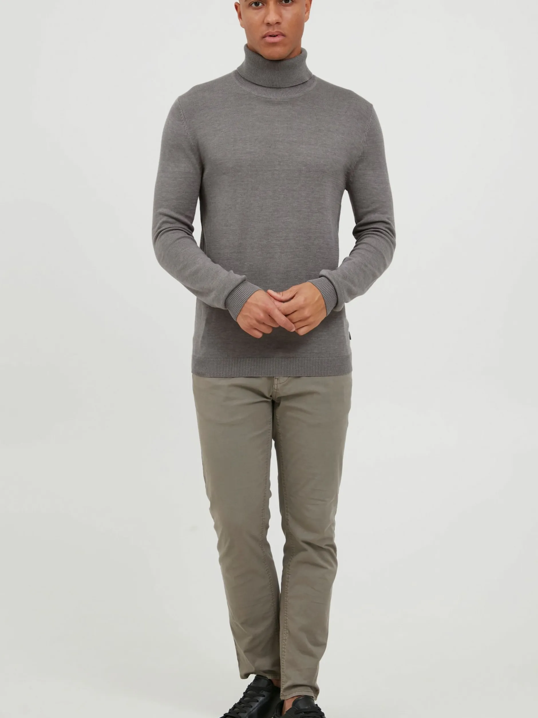 Solid Herren Rollkragenpullover - SDKnit in grau