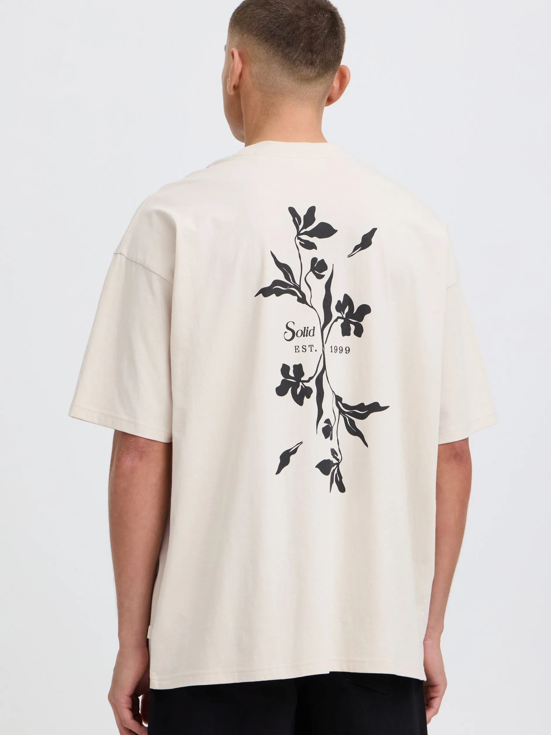 Solid Herren Rundhalsshirt - SDAmon Oversized in beige