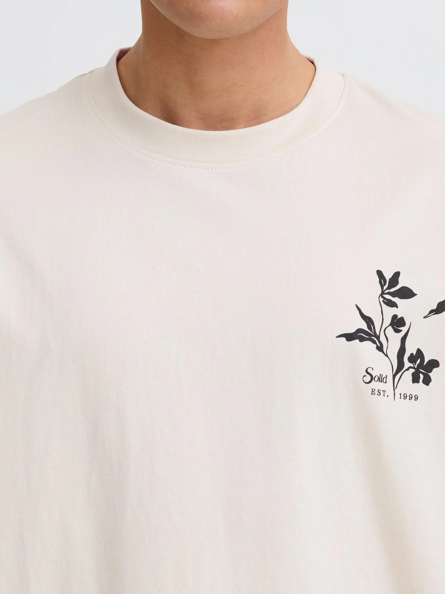 Solid Herren Rundhalsshirt - SDAmon Oversized in beige