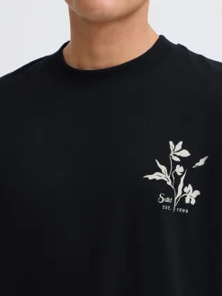 Solid Herren Rundhalsshirt - SDAmon Oversized in schwarz