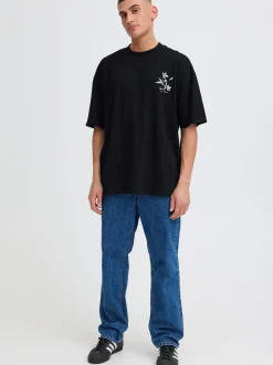 Solid Herren Rundhalsshirt - SDAmon Oversized in schwarz
