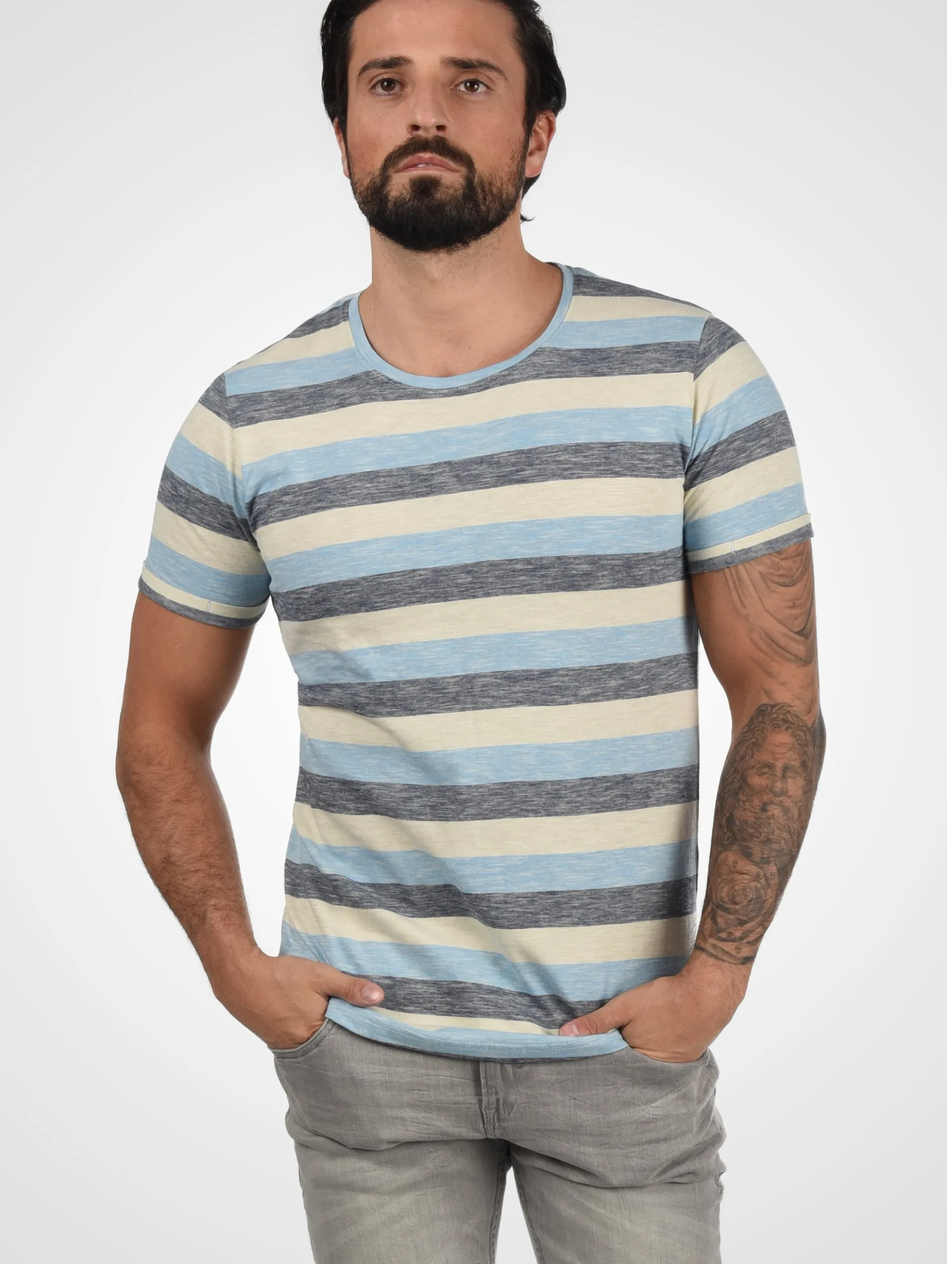 Solid Herren Rundhalsshirt - SDThicco in blau