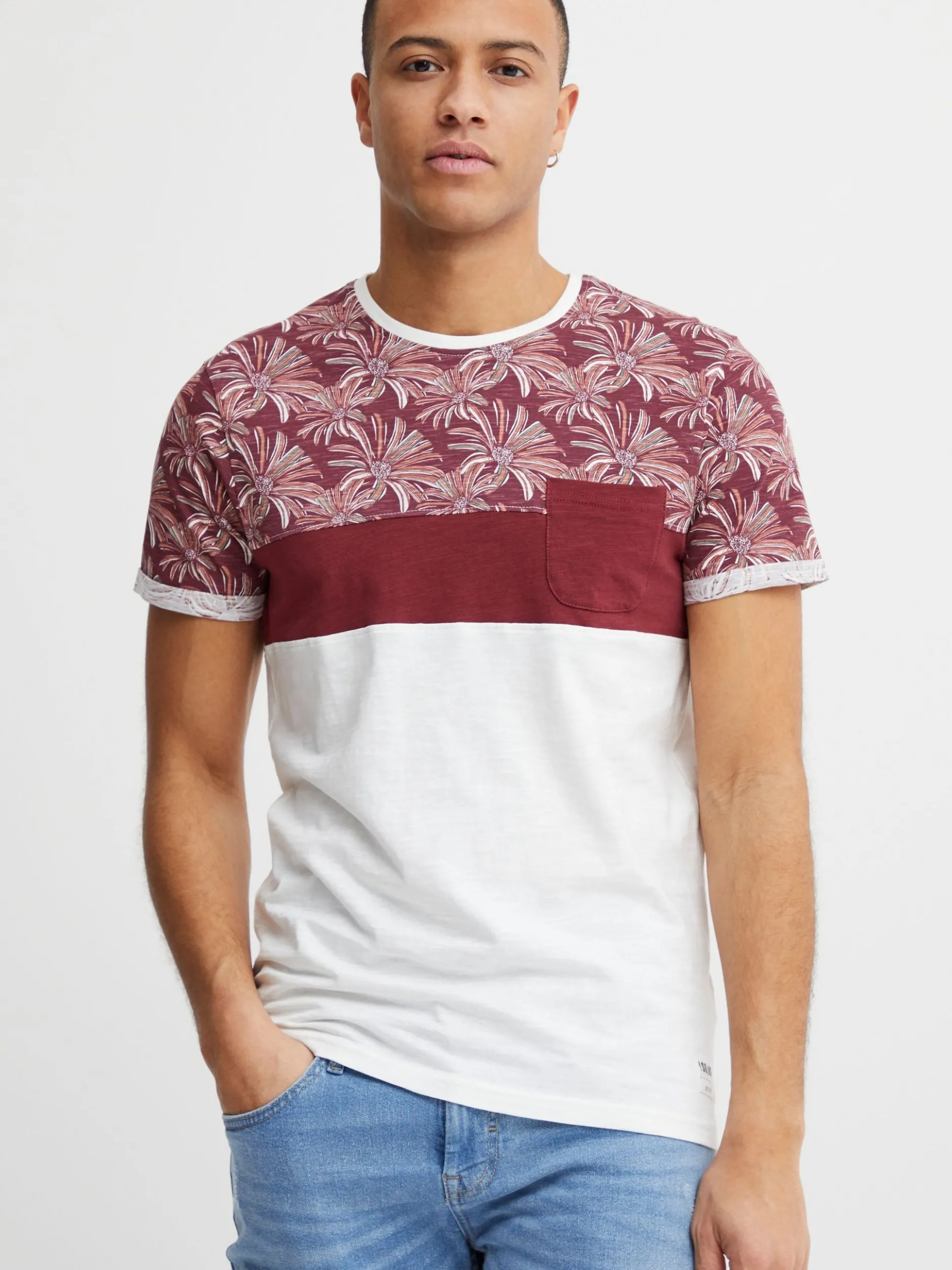 Solid Herren Rundhalsshirt - SDFlorian in rot