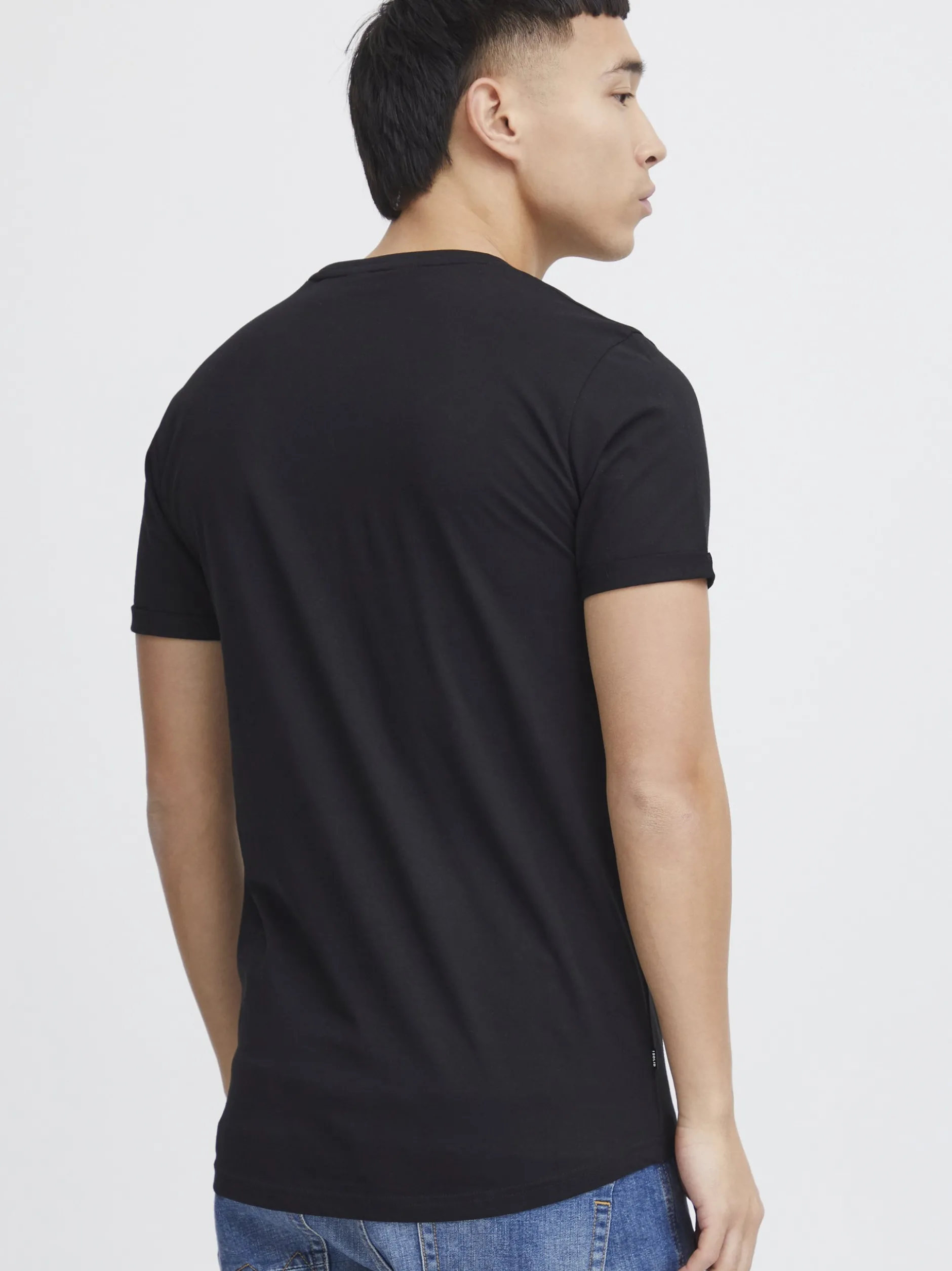 Solid Herren Rundhalsshirt - SDBob in schwarz