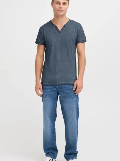 Solid Herren Rundhalsshirt - SDTino in blau