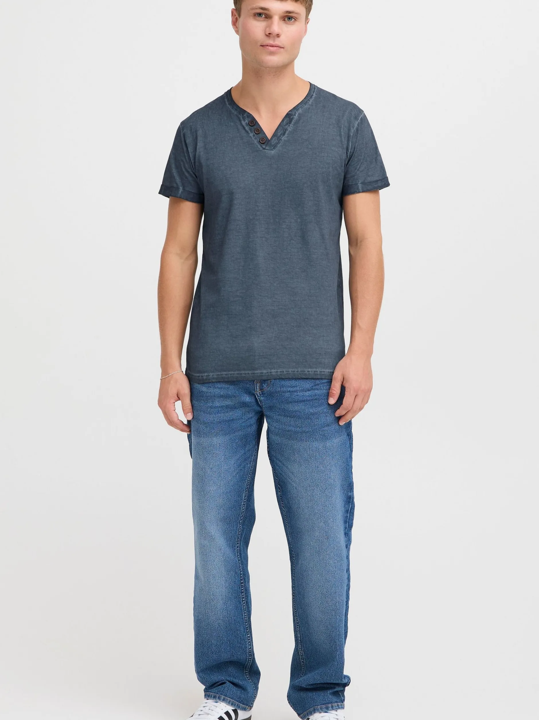 Solid Herren Rundhalsshirt - SDTino in blau