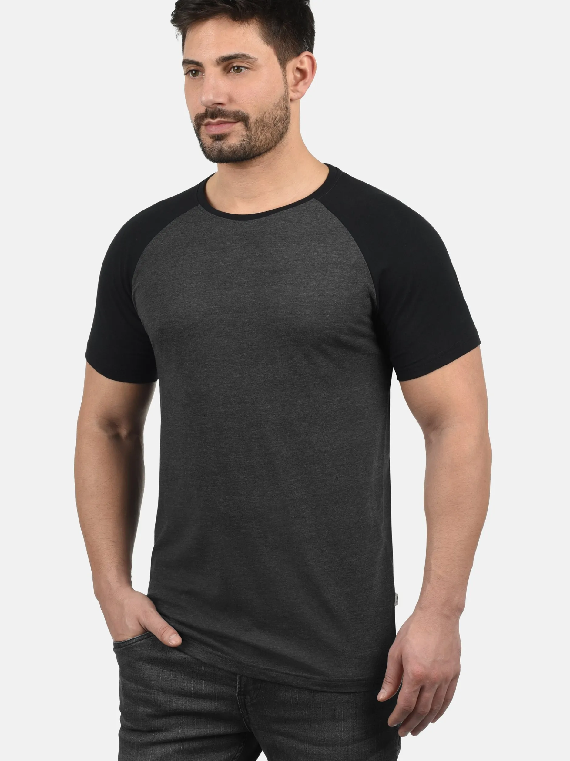Solid Herren Rundhalsshirt - SDBastian in grau