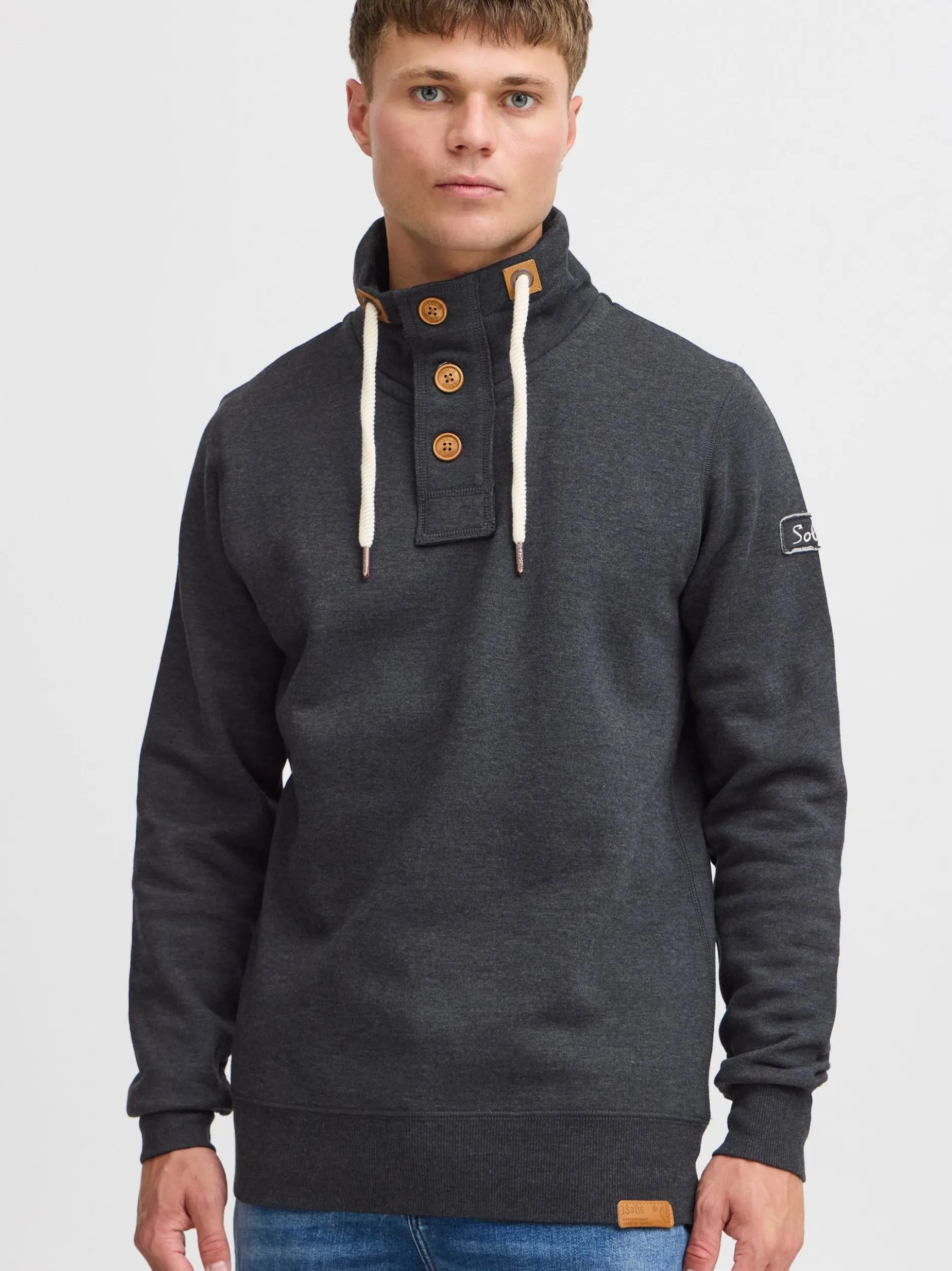 Solid Herren Stehkragenpullover - SDTripTroyer in grau
