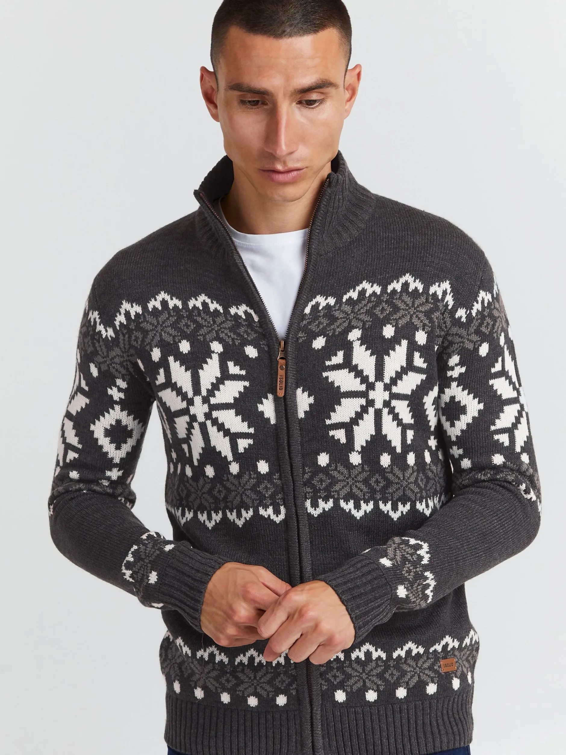 Solid Herren Strickjacke - SDNoran in grau