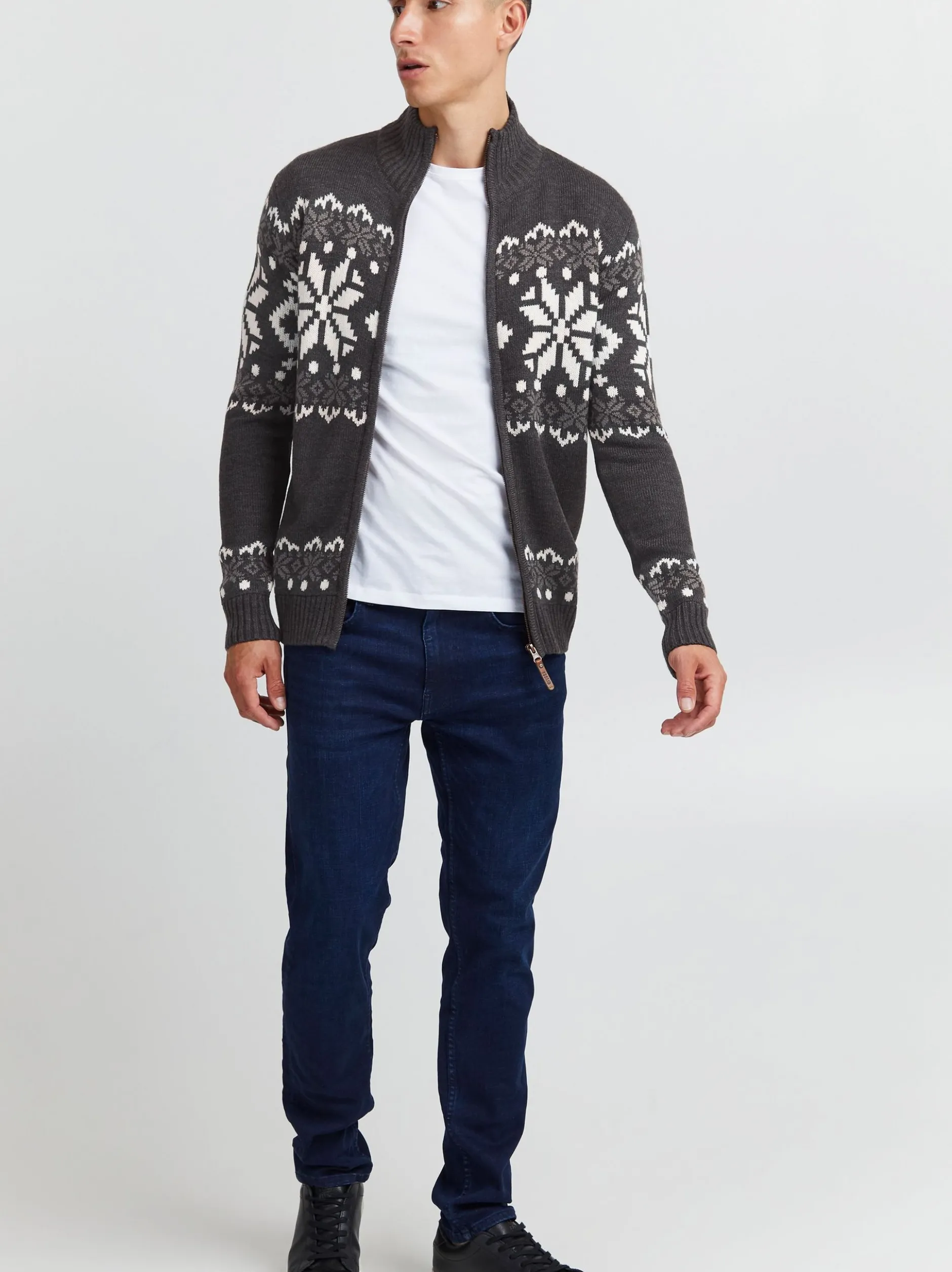 Solid Herren Strickjacke - SDNoran in grau