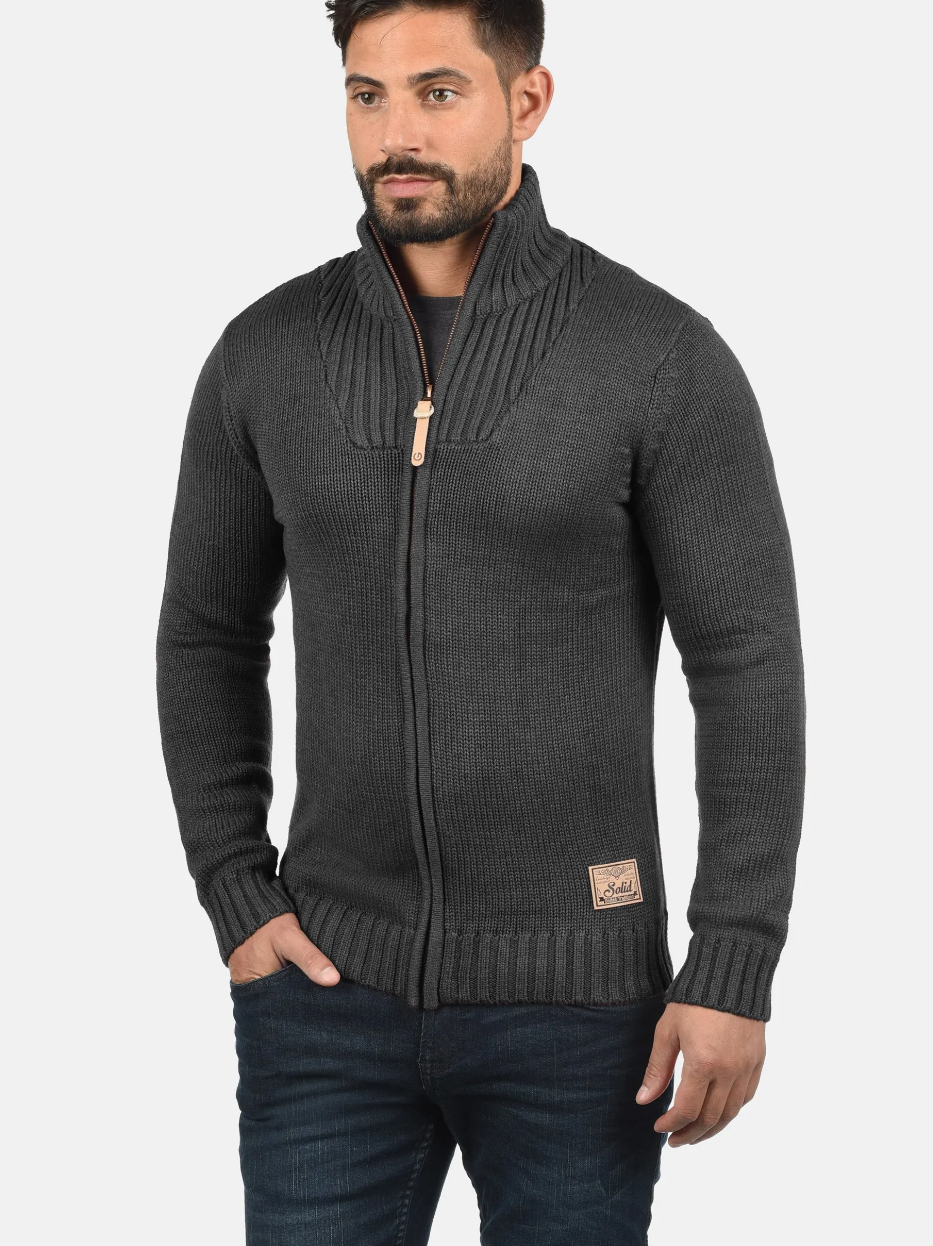 Solid Herren Strickjacke - SDPoul in grau