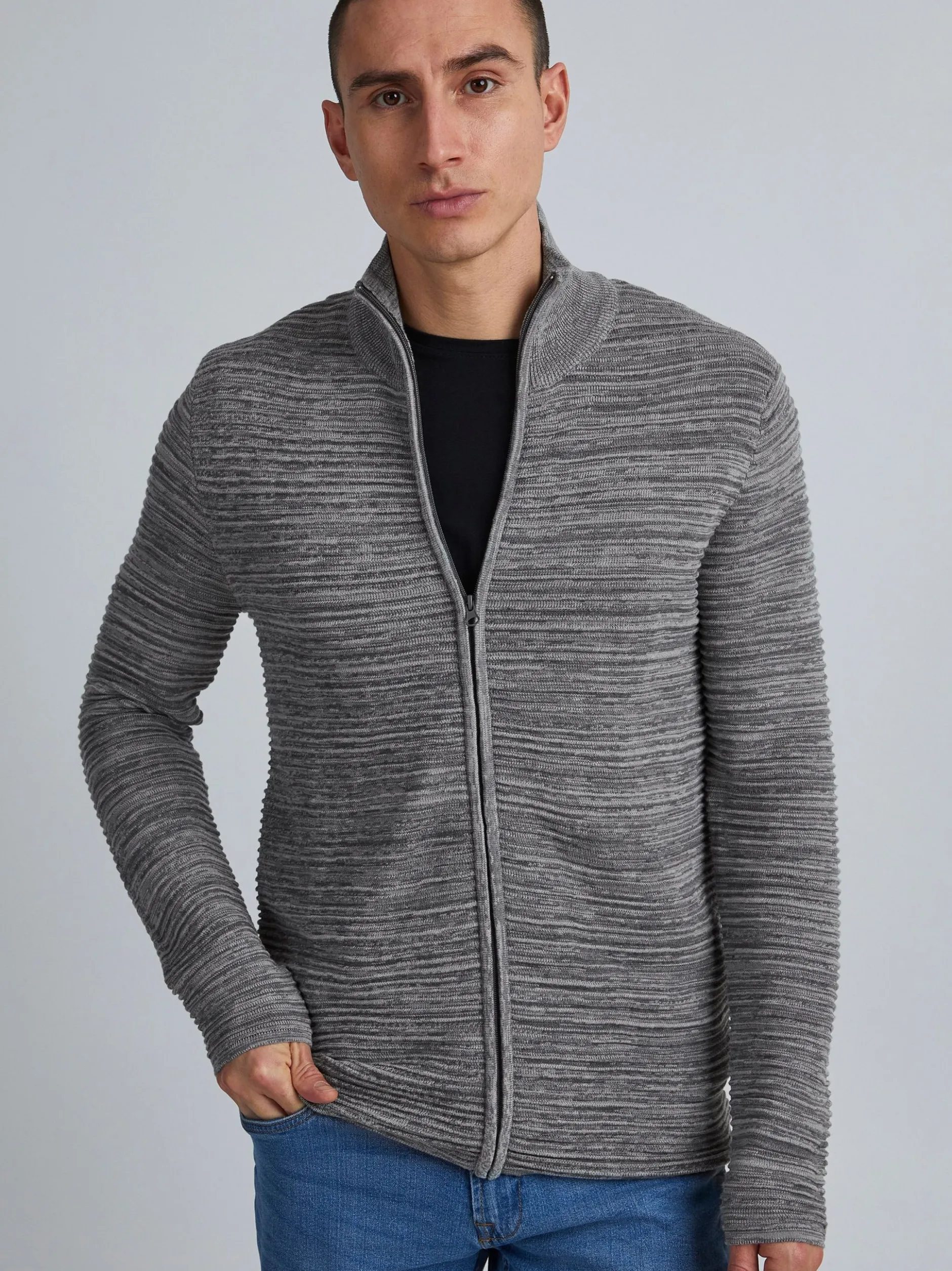 Solid Herren Strickjacke - SDStruan in grau