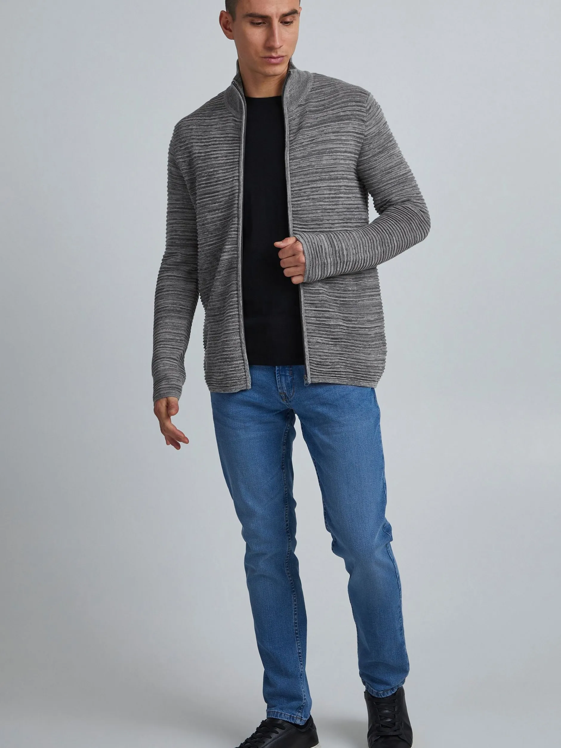 Solid Herren Strickjacke - SDStruan in grau
