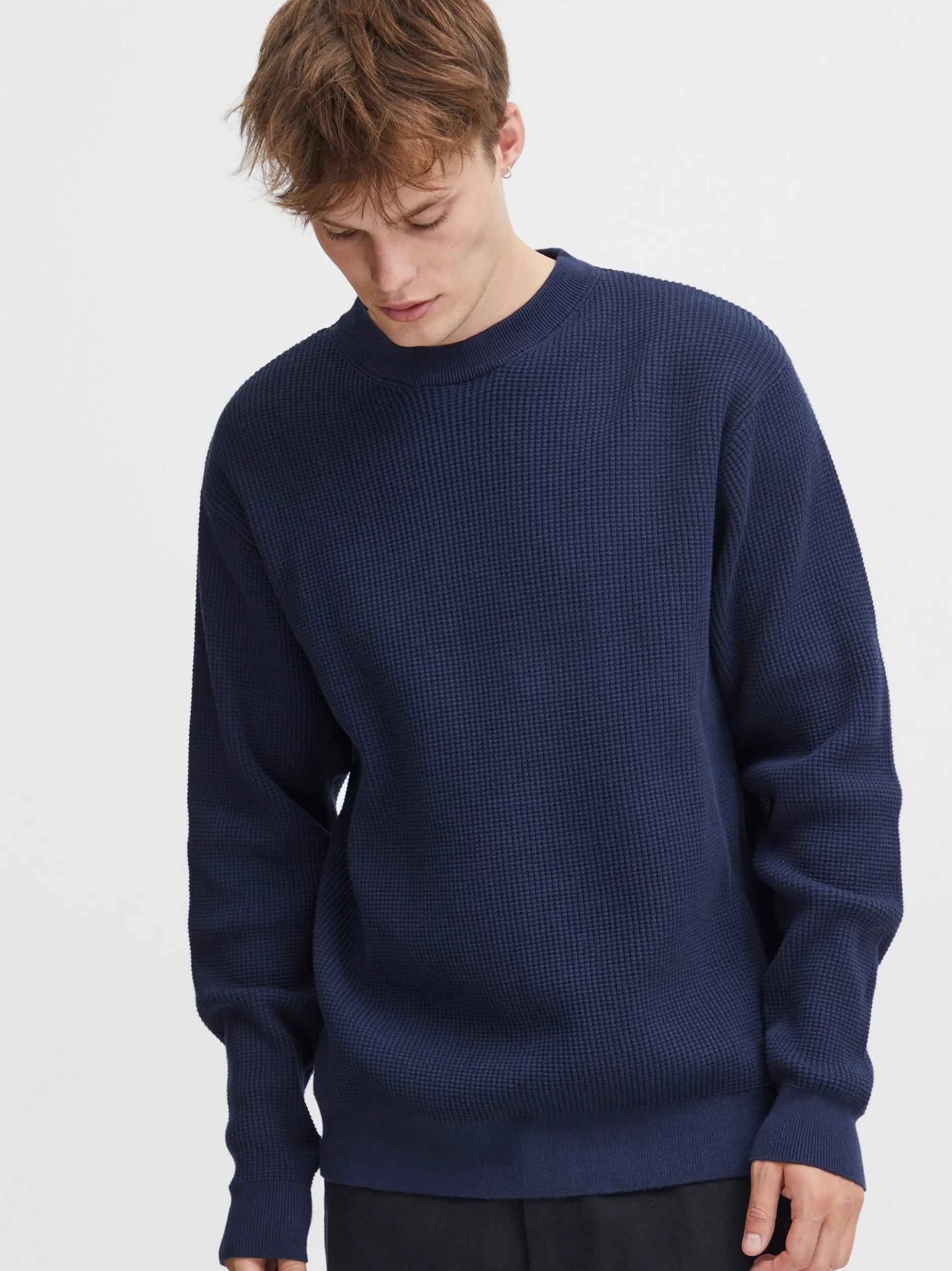 Solid Herren Strickpullover - SDHami in blau