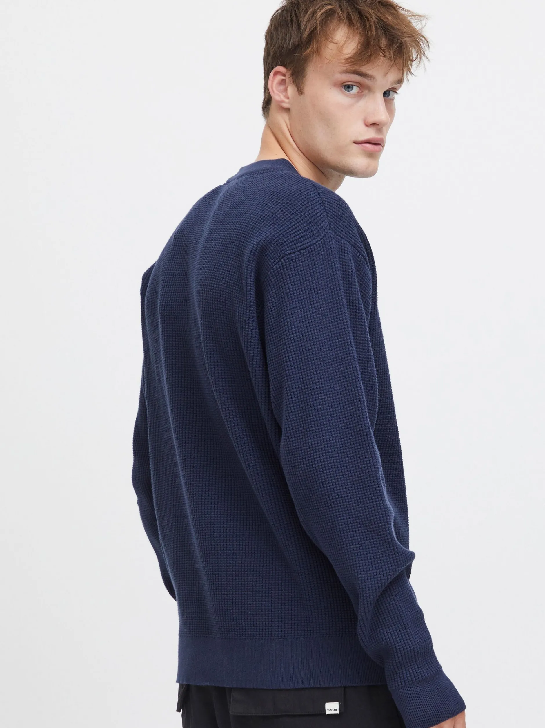 Solid Herren Strickpullover - SDHami in blau