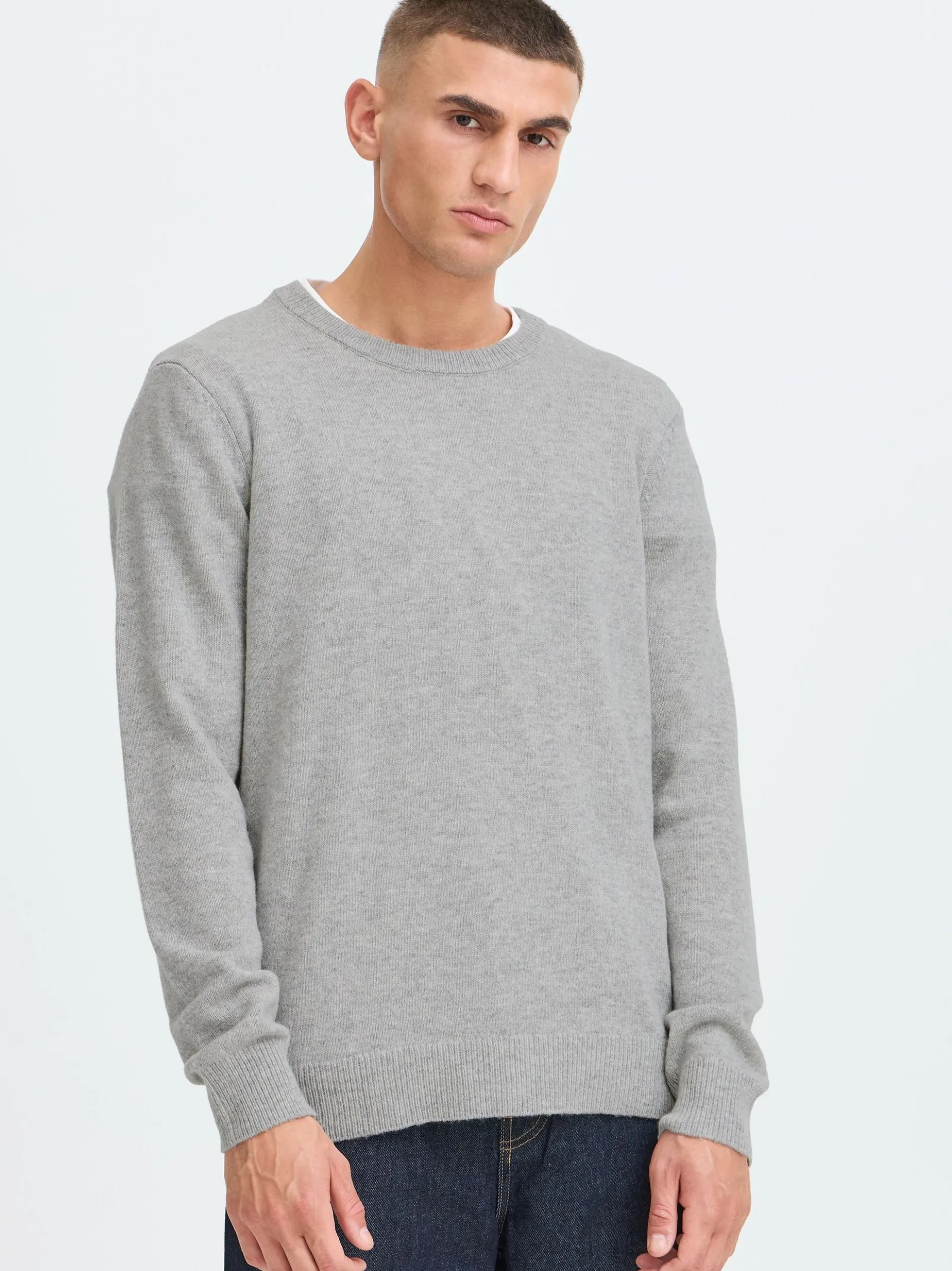 Solid Herren Strickpullover - SDDyllon in hellgrau