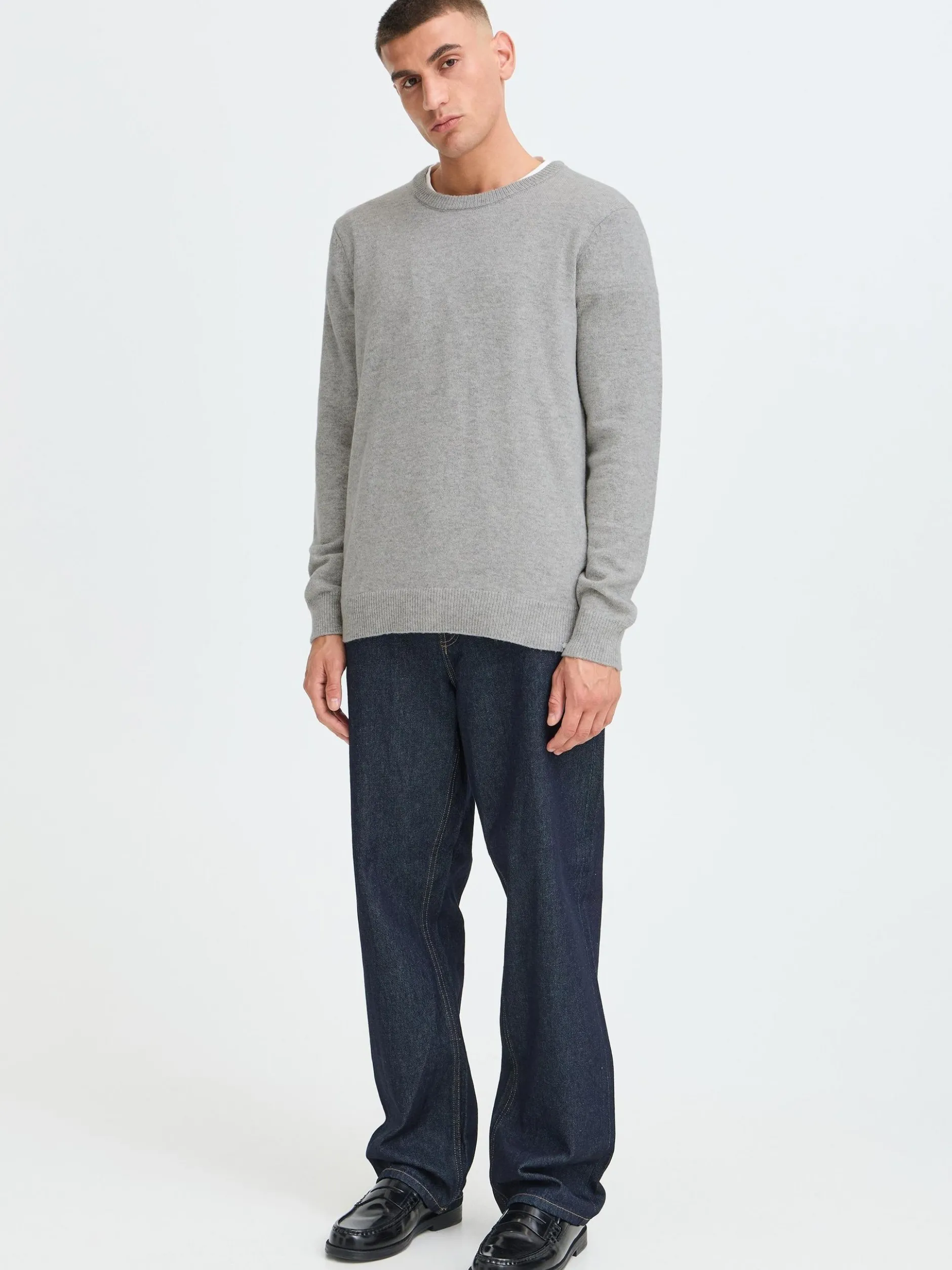 Solid Herren Strickpullover - SDDyllon in hellgrau