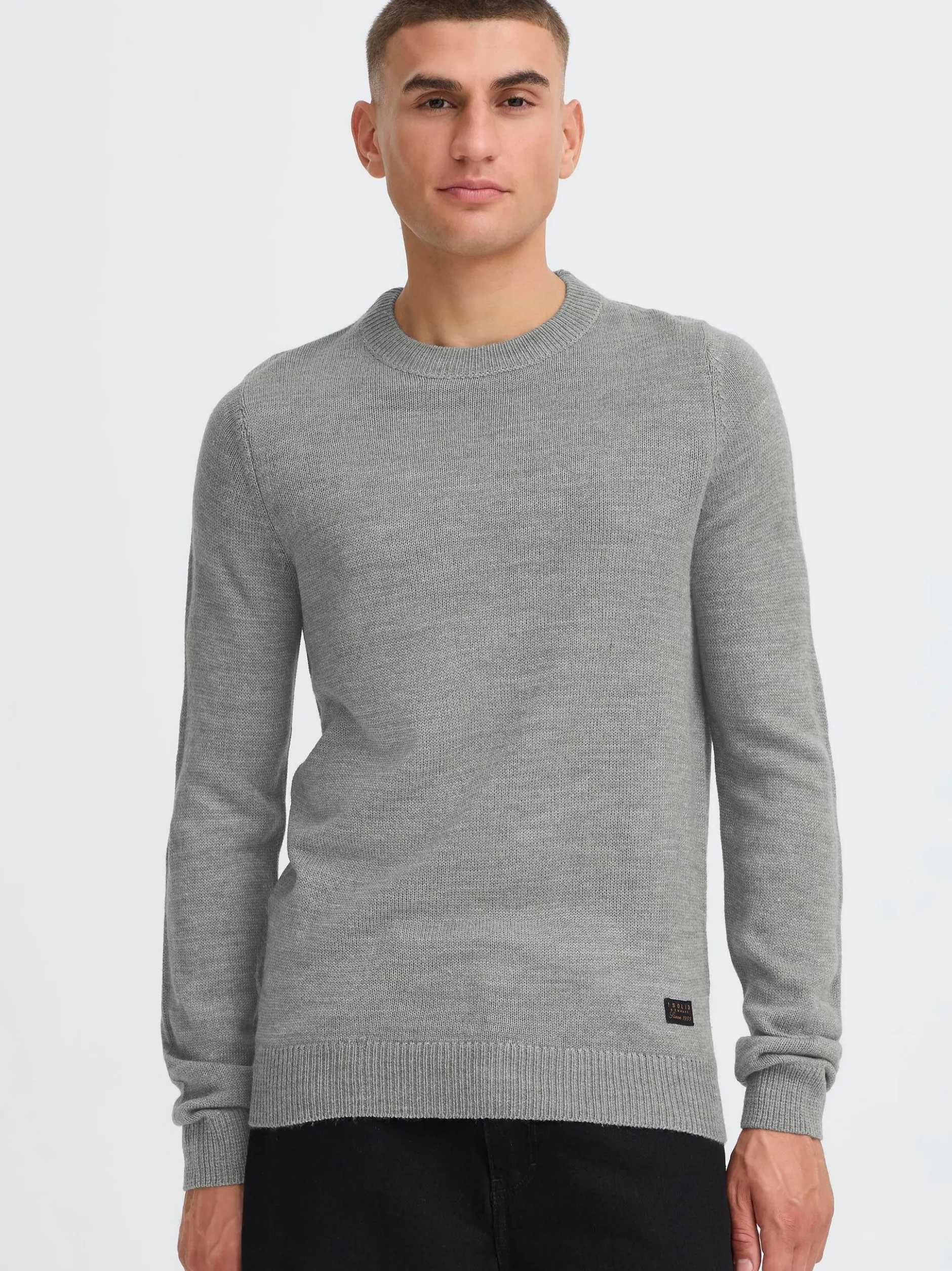 Solid Herren Strickpullover - SDBabak in grau
