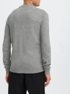 Solid Herren Strickpullover - SDBabak in grau