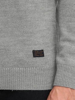 Solid Herren Strickpullover - SDBabak in grau