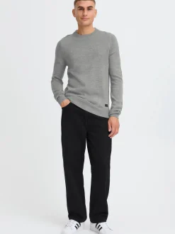 Solid Herren Strickpullover - SDBabak in grau