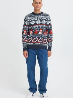 Solid Herren Strickpullover - SDPaja in blau