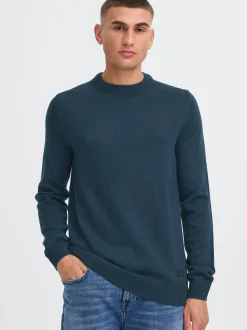 Solid Herren Strickpullover - SDBabak in blau