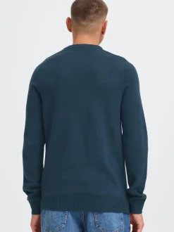 Solid Herren Strickpullover - SDBabak in blau