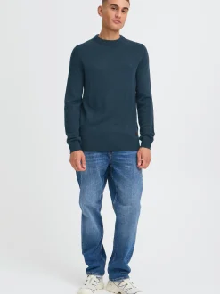 Solid Herren Strickpullover - SDBabak in blau