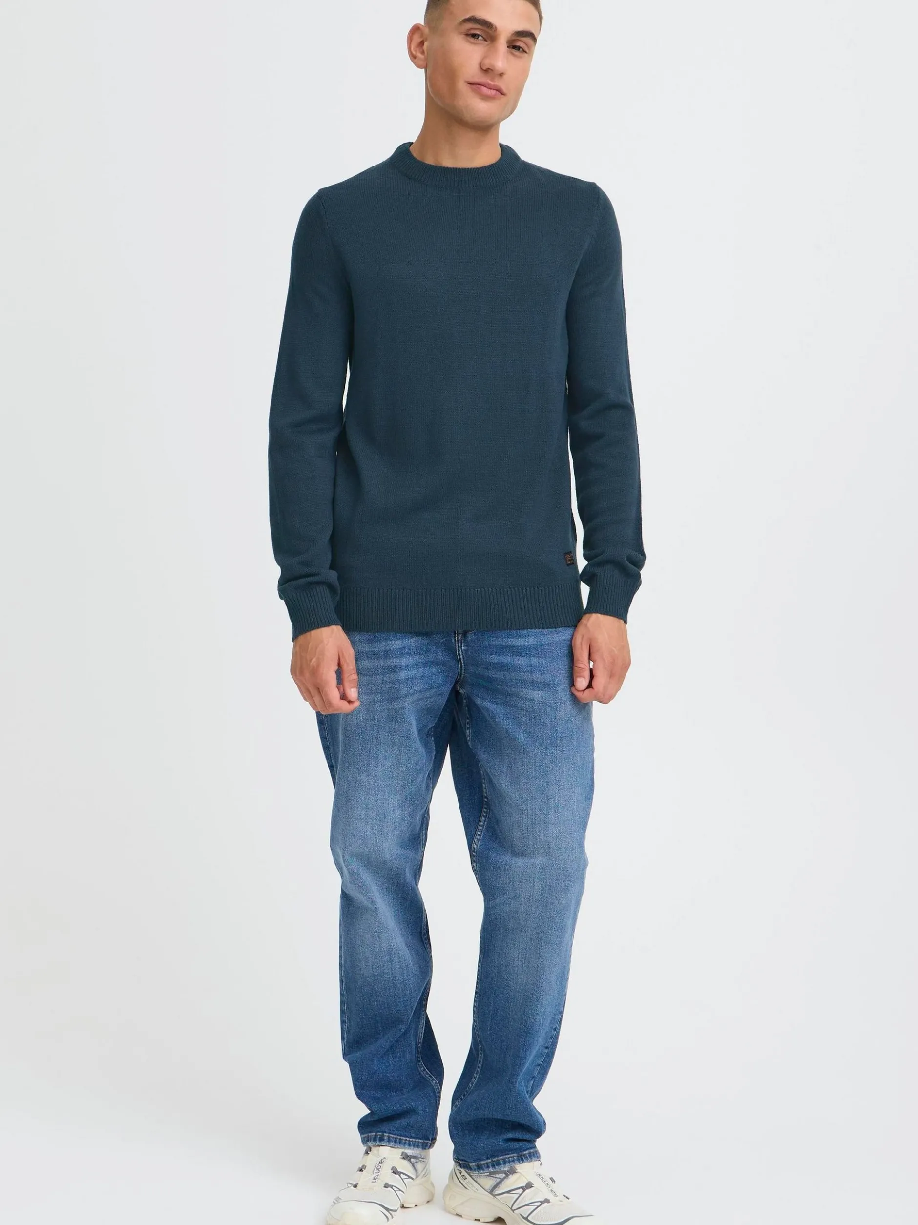 Solid Herren Strickpullover - SDBabak in blau