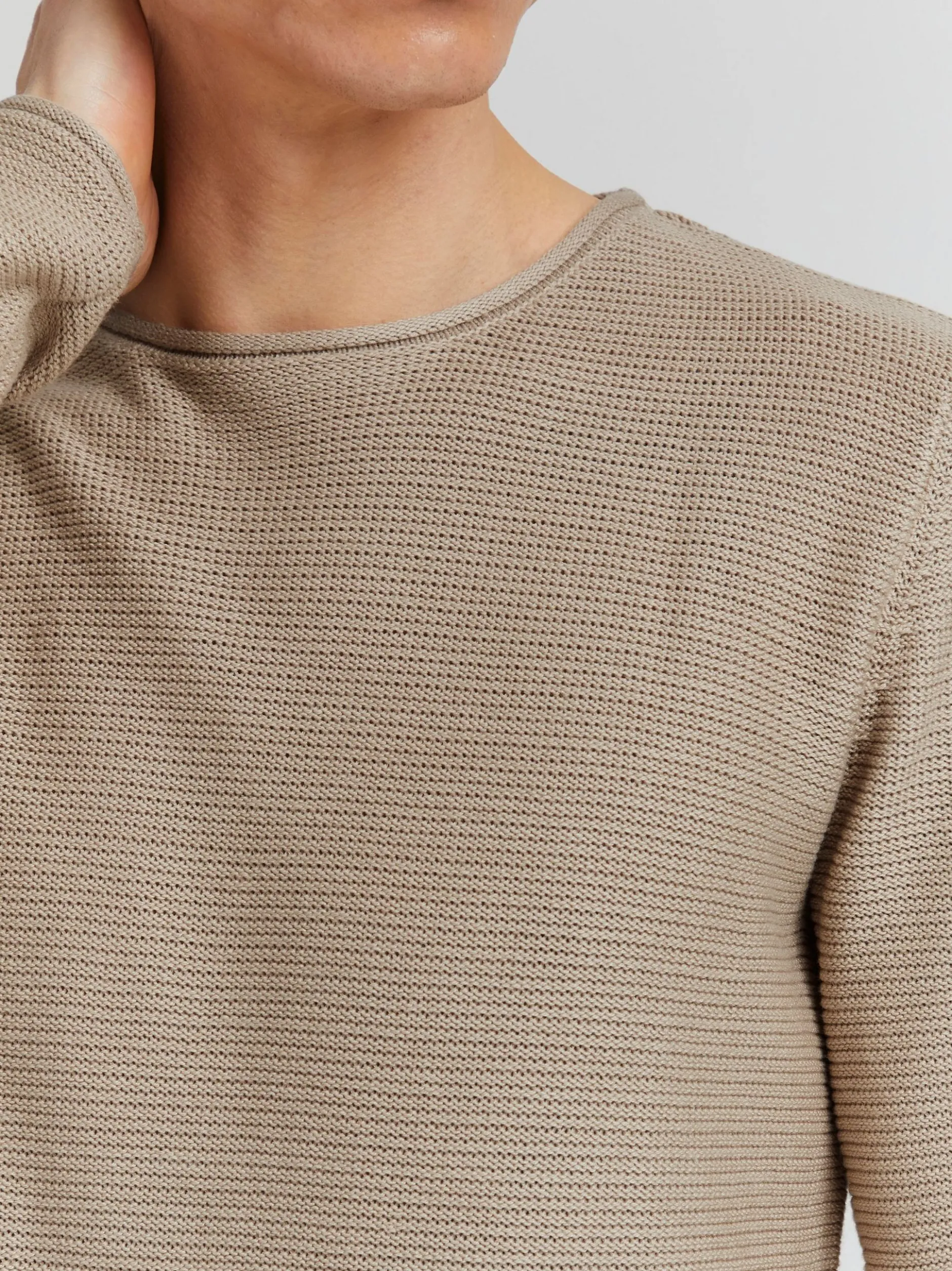 Solid Herren Strickpullover - SDJarah in beige