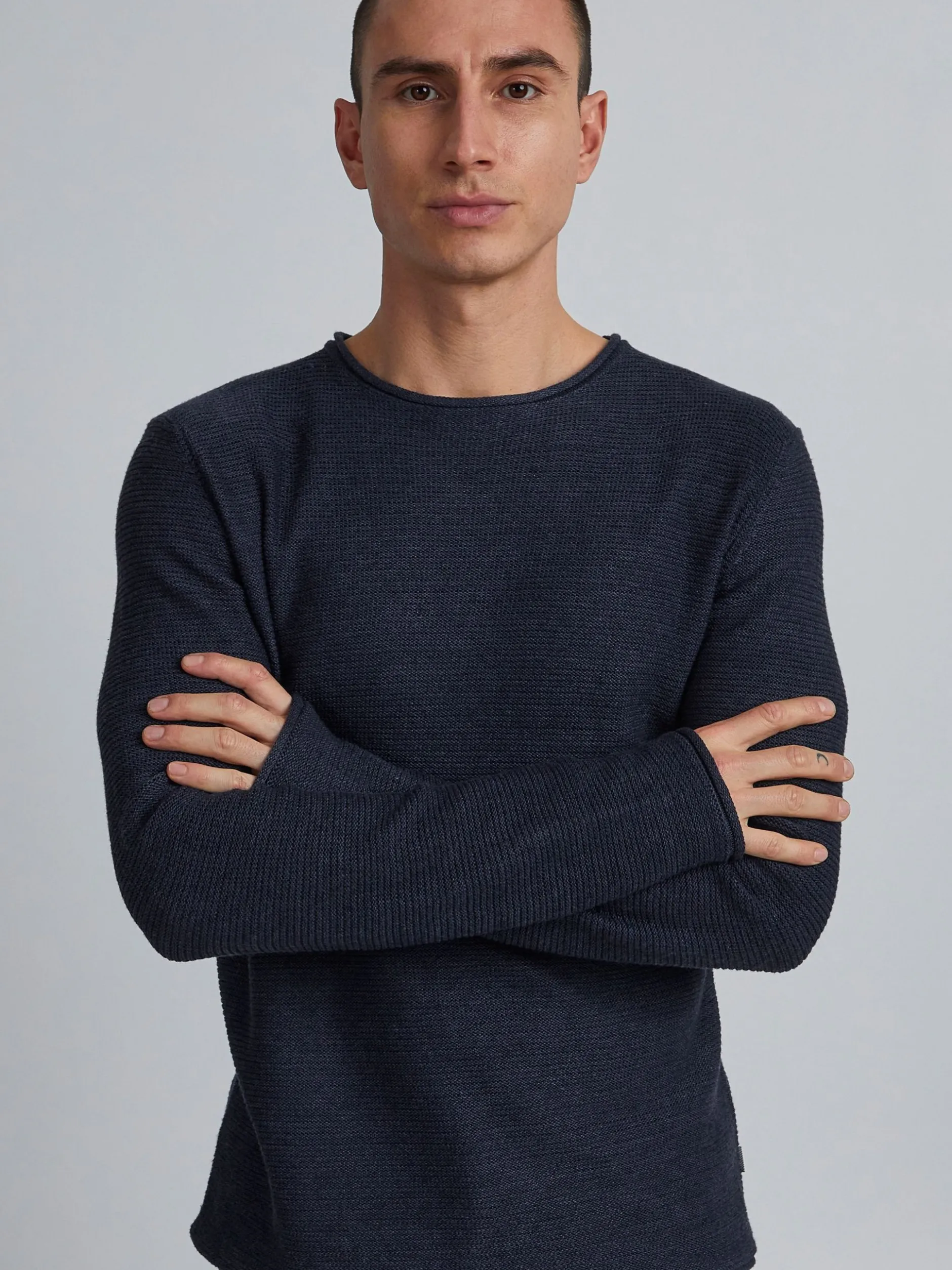 Solid Herren Strickpullover - SDJarah in blau