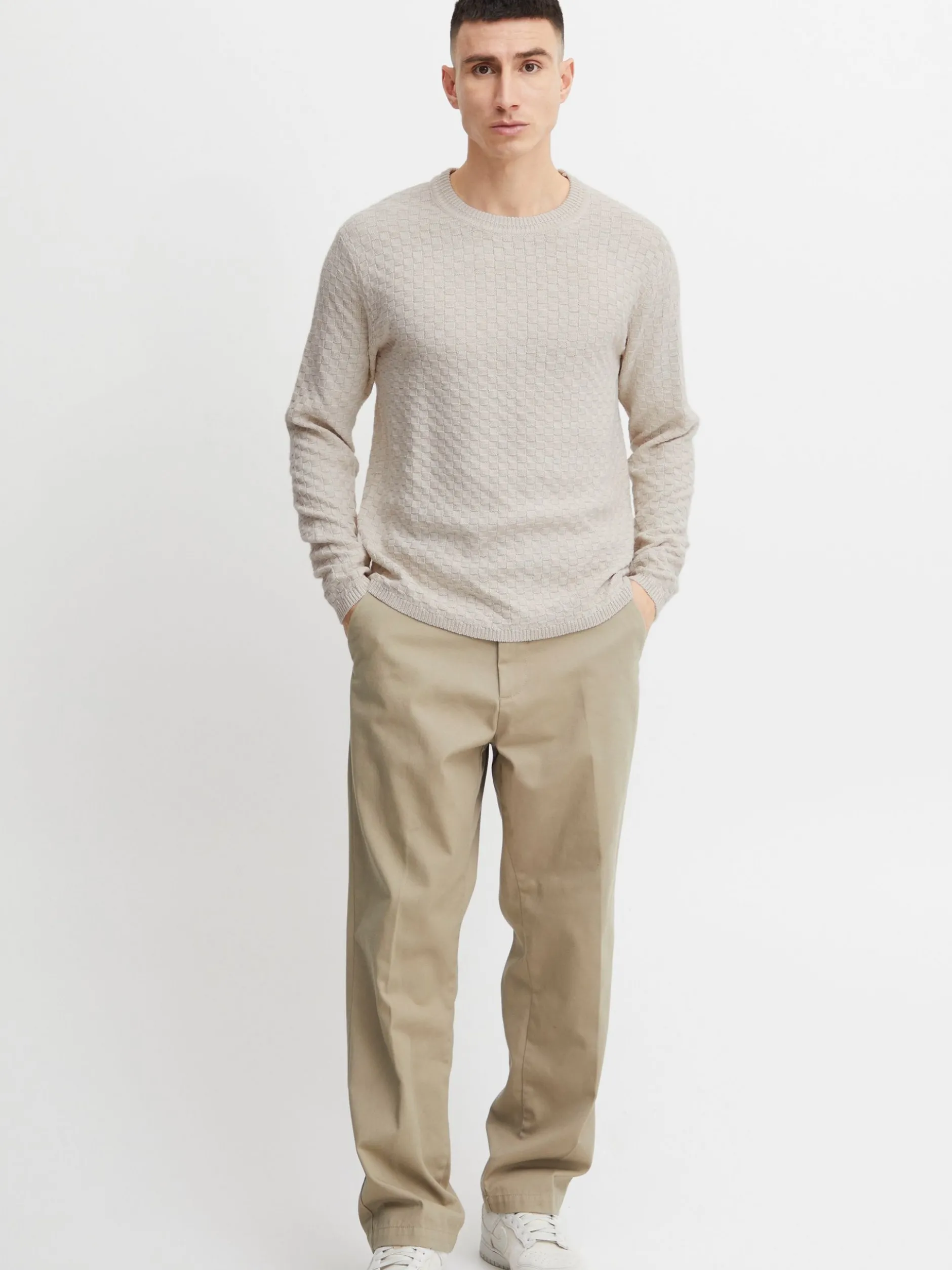 Solid Herren Strickpullover - SDElijah in beige