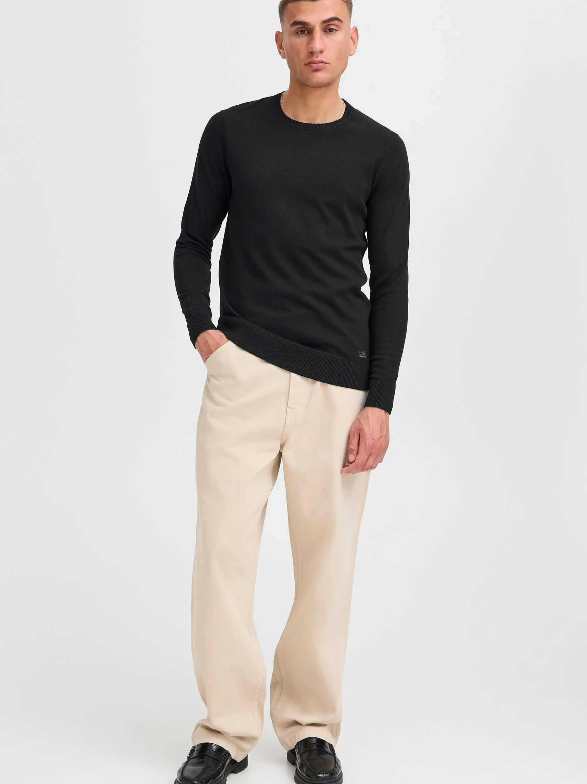 Solid Herren Strickpullover - SDAkant in schwarz