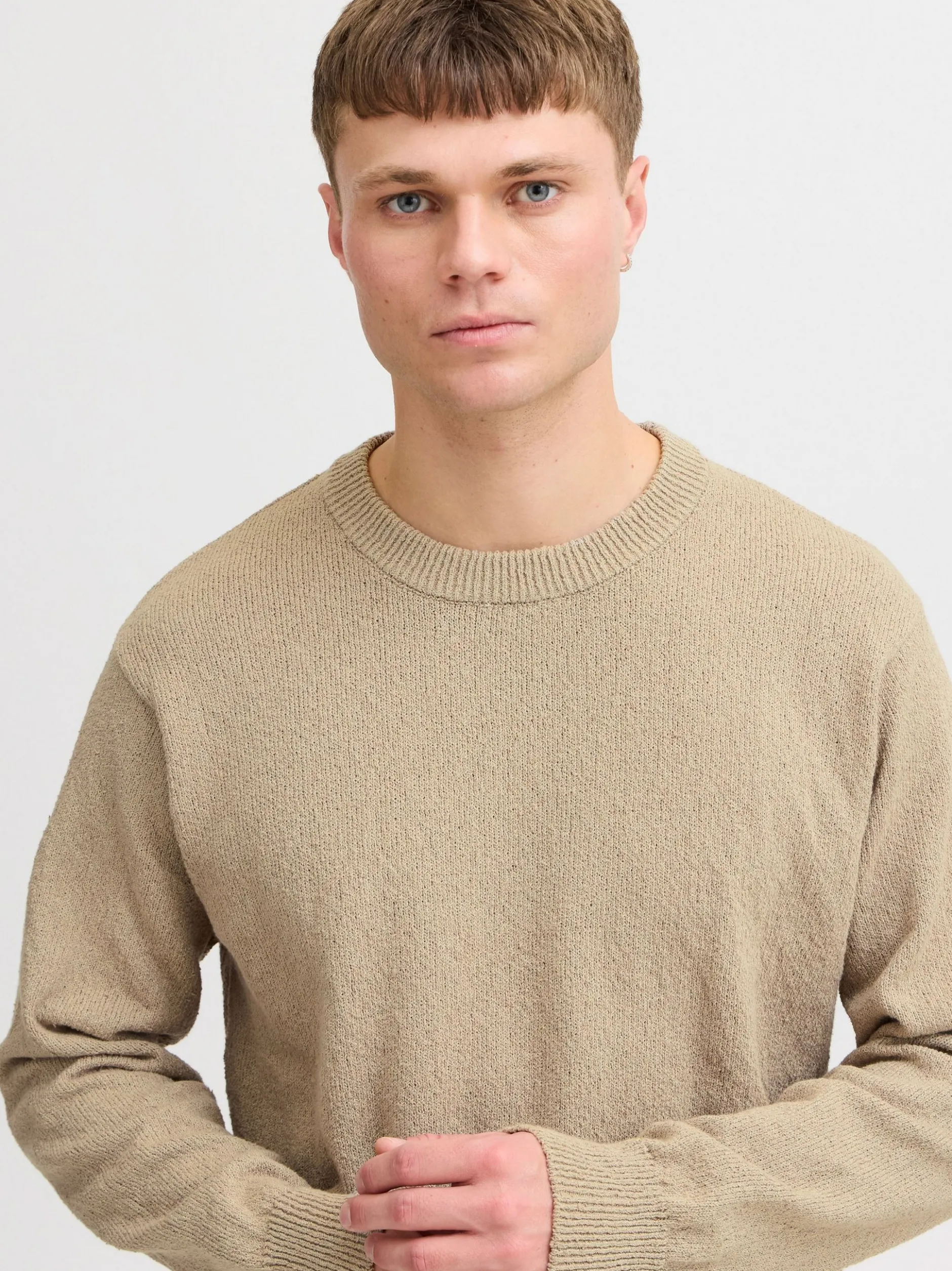 Solid Herren Strickpullover - SDIke in beige