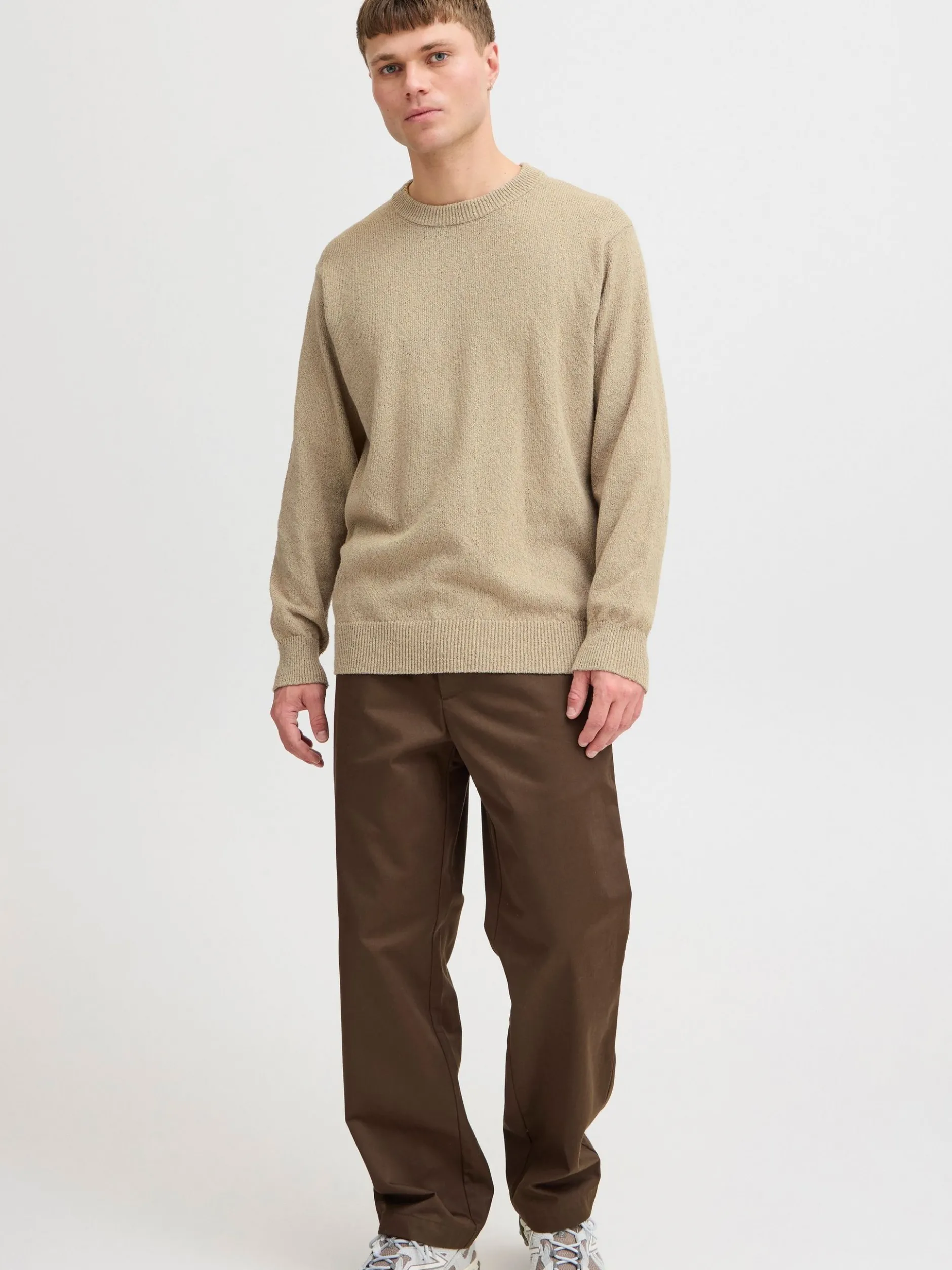 Solid Herren Strickpullover - SDIke in beige
